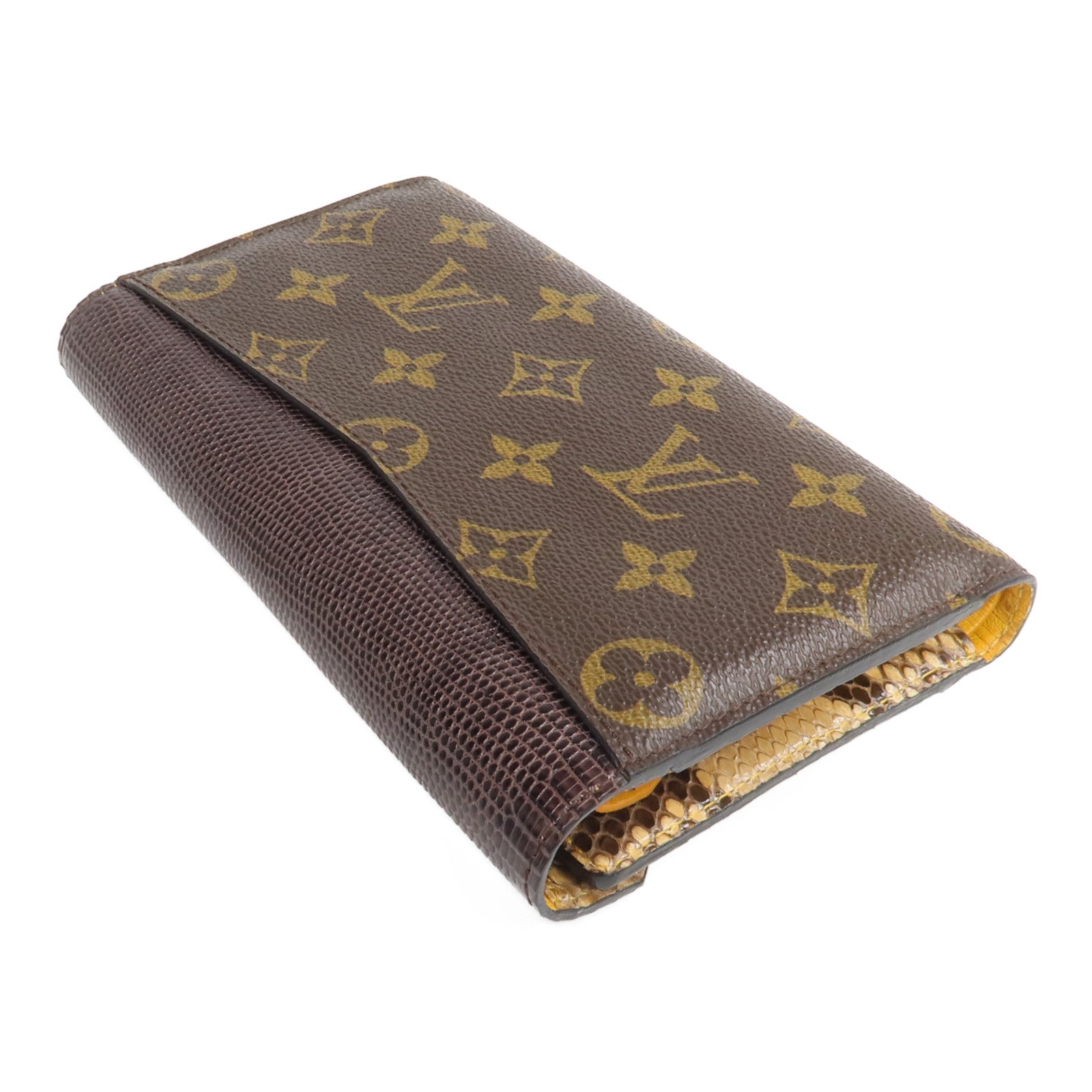LOUIS VUITTON Monogram/蜥蝪/蛇皮皮革Portefeuille Pallas Exotic長錢包