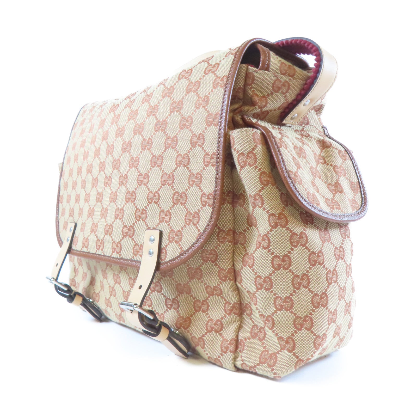 GUCCI 帆布Shoulder Bag銀扣肩背袋啡色