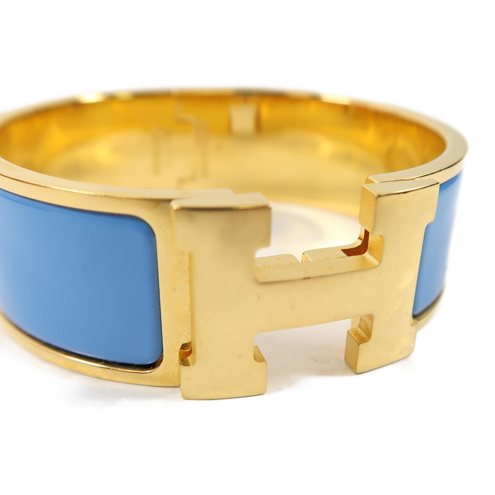 HERMES 金屬Clic-Clac H Bracelet金扣手鐲藍色