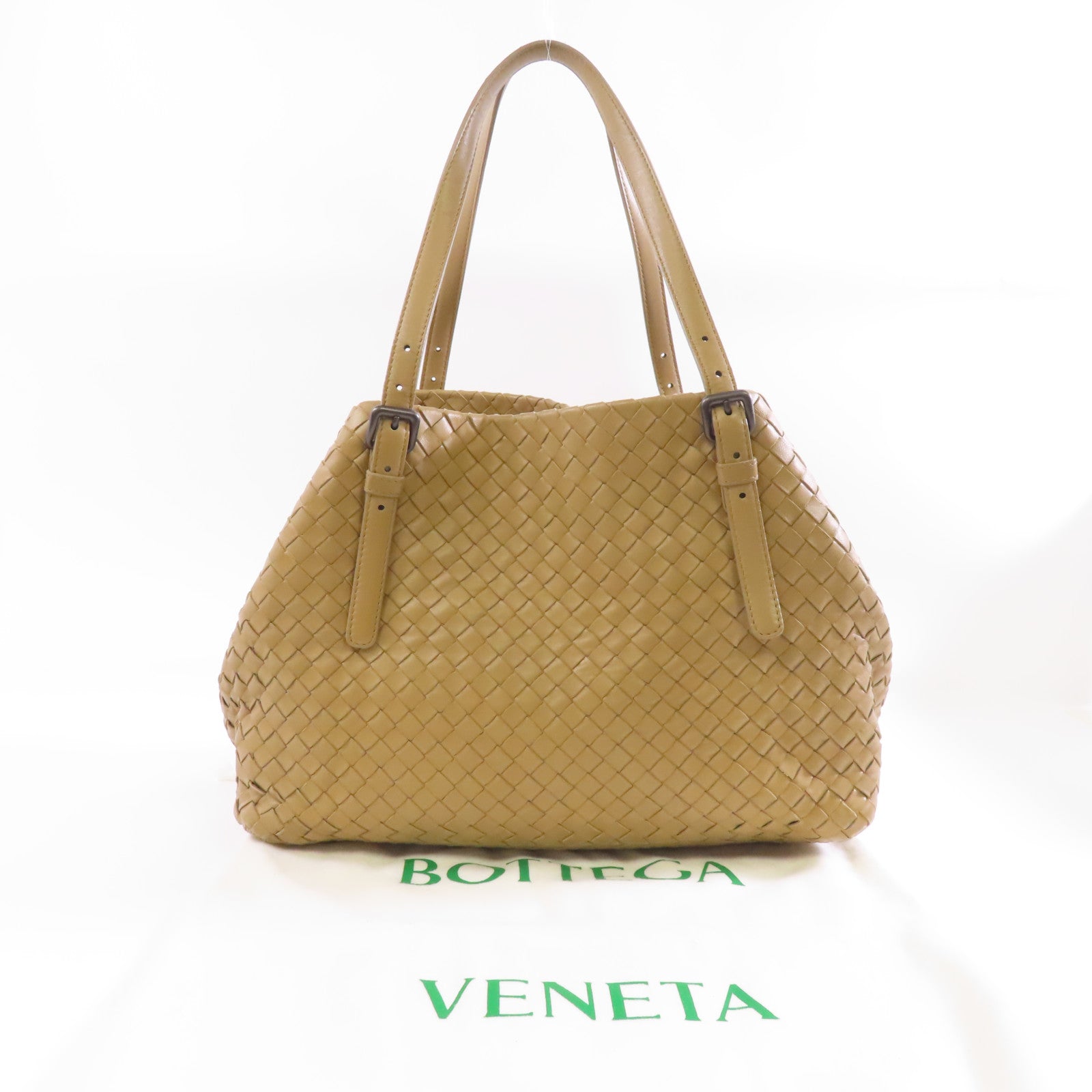 BOTTEGA VENETA 羊皮皮革Shoulder Bag肩背袋卡其色