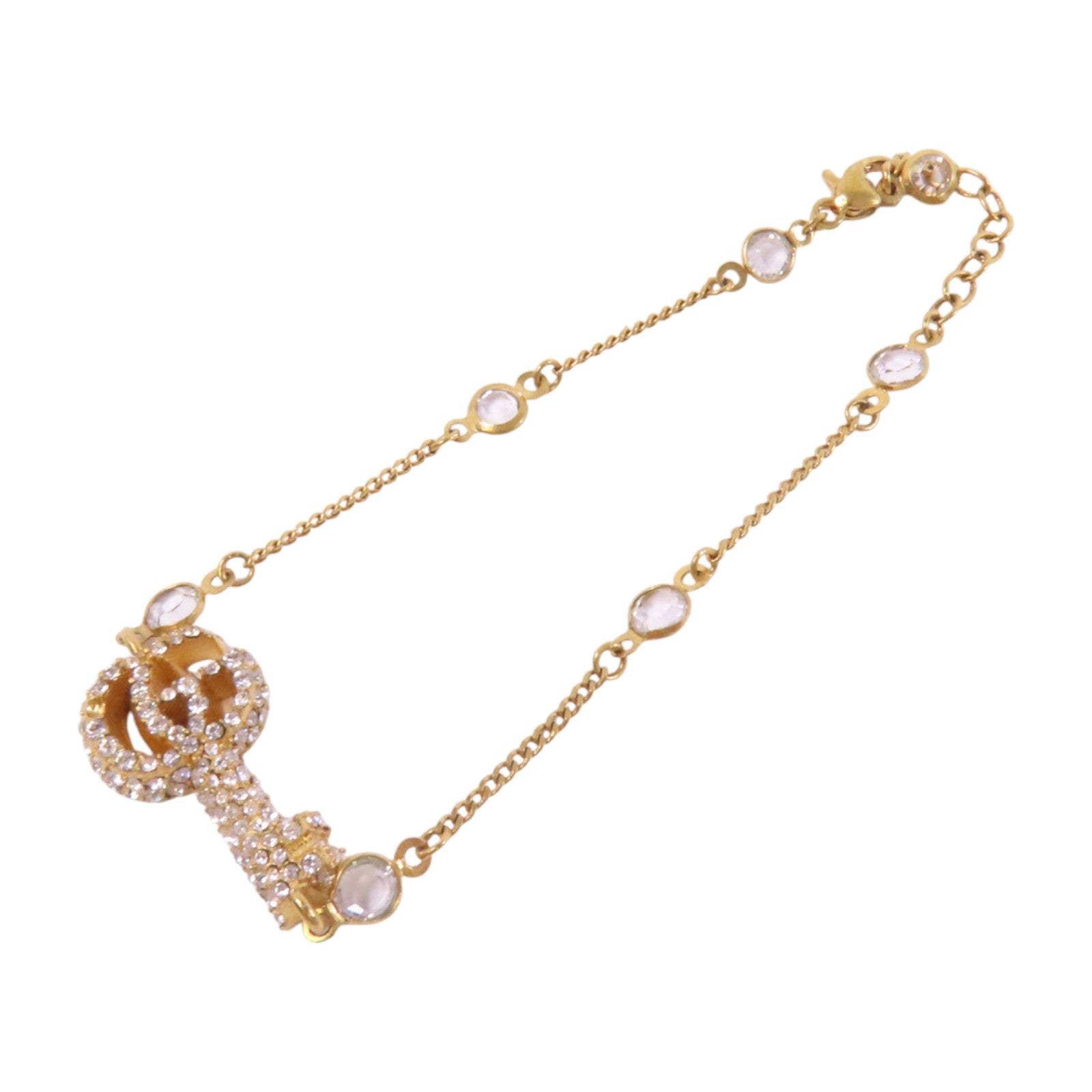 GUCCI 927純銀/水鑽Bracelet金扣項鏈#17