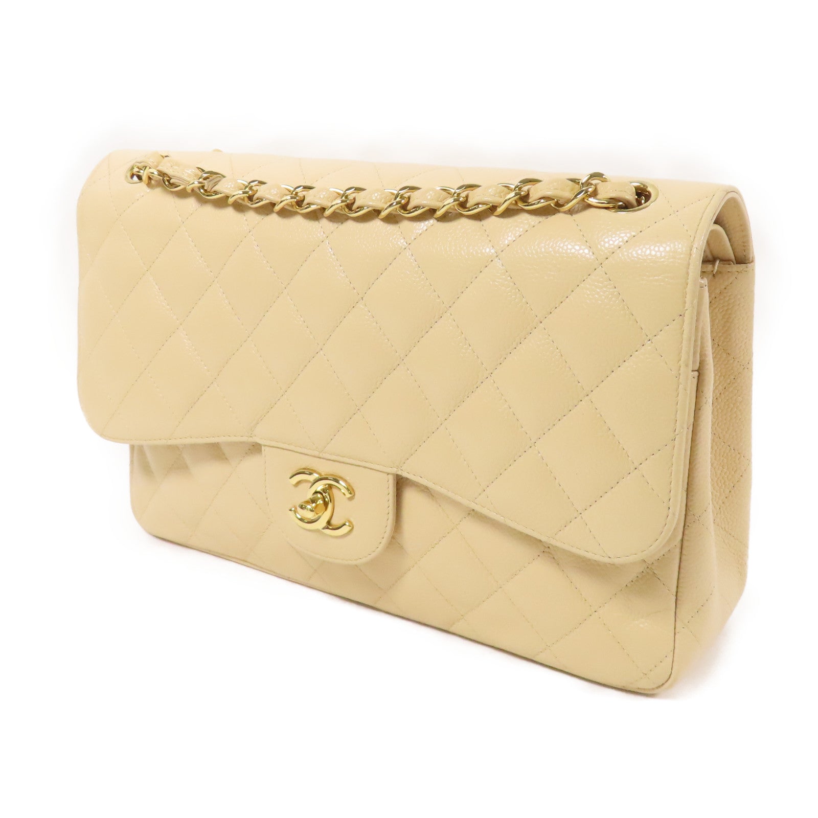 CHANEL 牛皮皮革Large Classic金扣鏈帶肩背袋