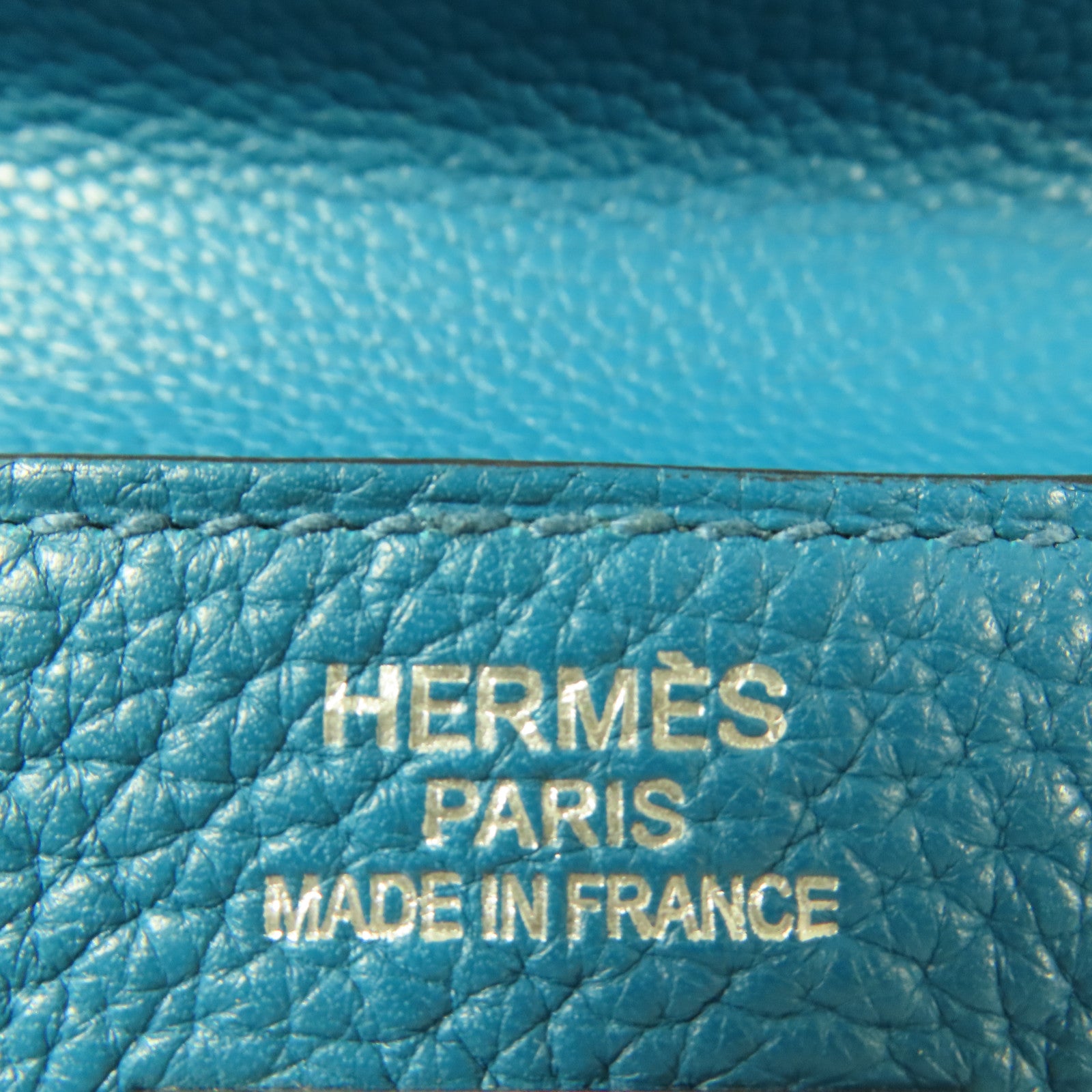 HERMES Togo皮革Kelly 35銀扣手挽肩背兩用袋Blue Turquoise