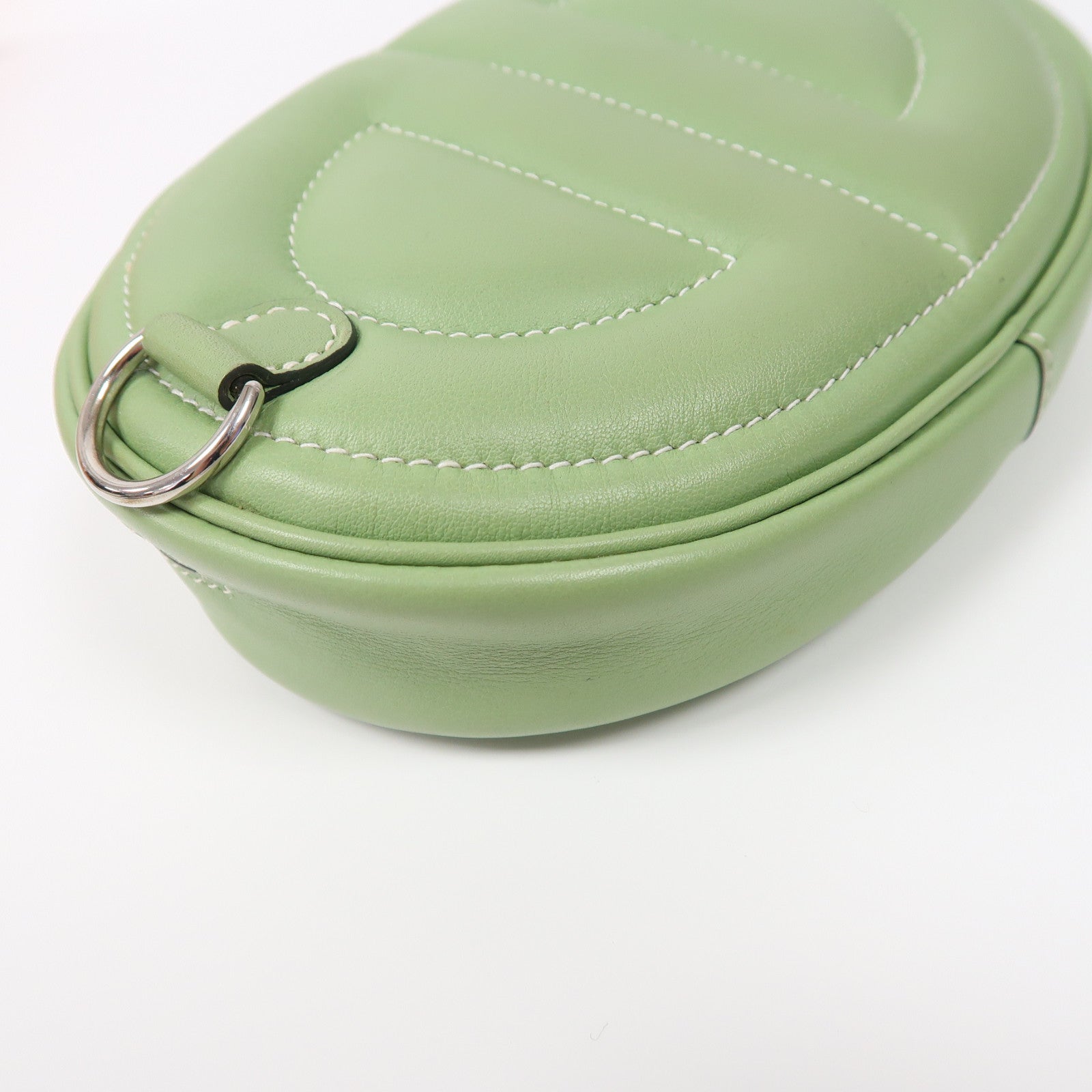HERMES Swift皮革In The Loop Belt Bag銀扣腰包Vert Criquet/綠色