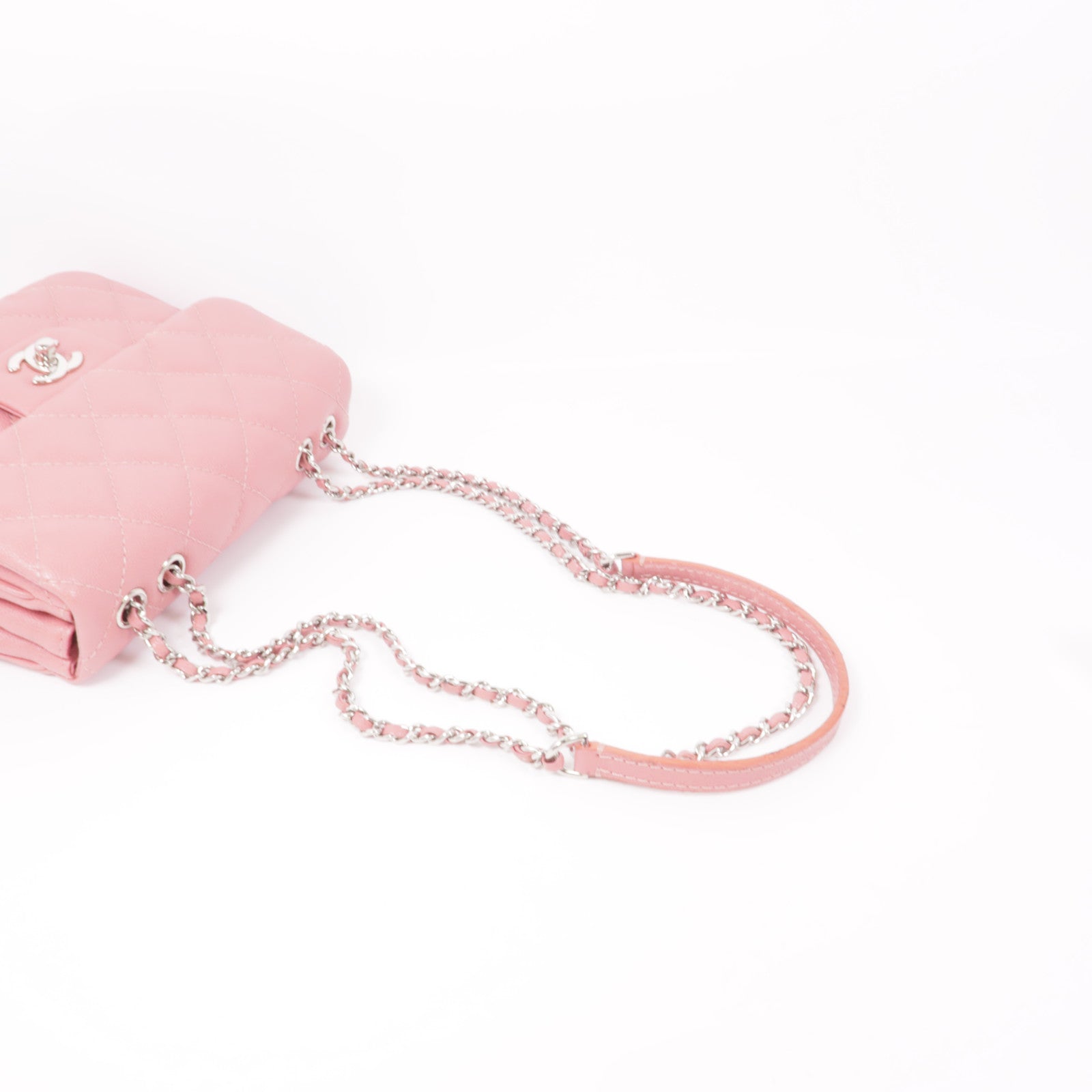 CHANEL 牛皮皮革Chain Shoulder銀扣鏈帶肩背袋