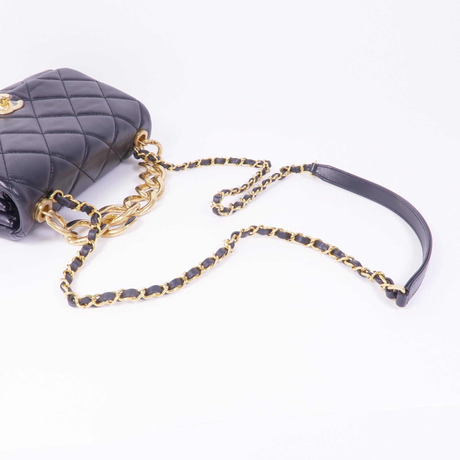 CHANEL 羊皮皮革Chain Shoulder Bag金扣手挽肩背兩用袋