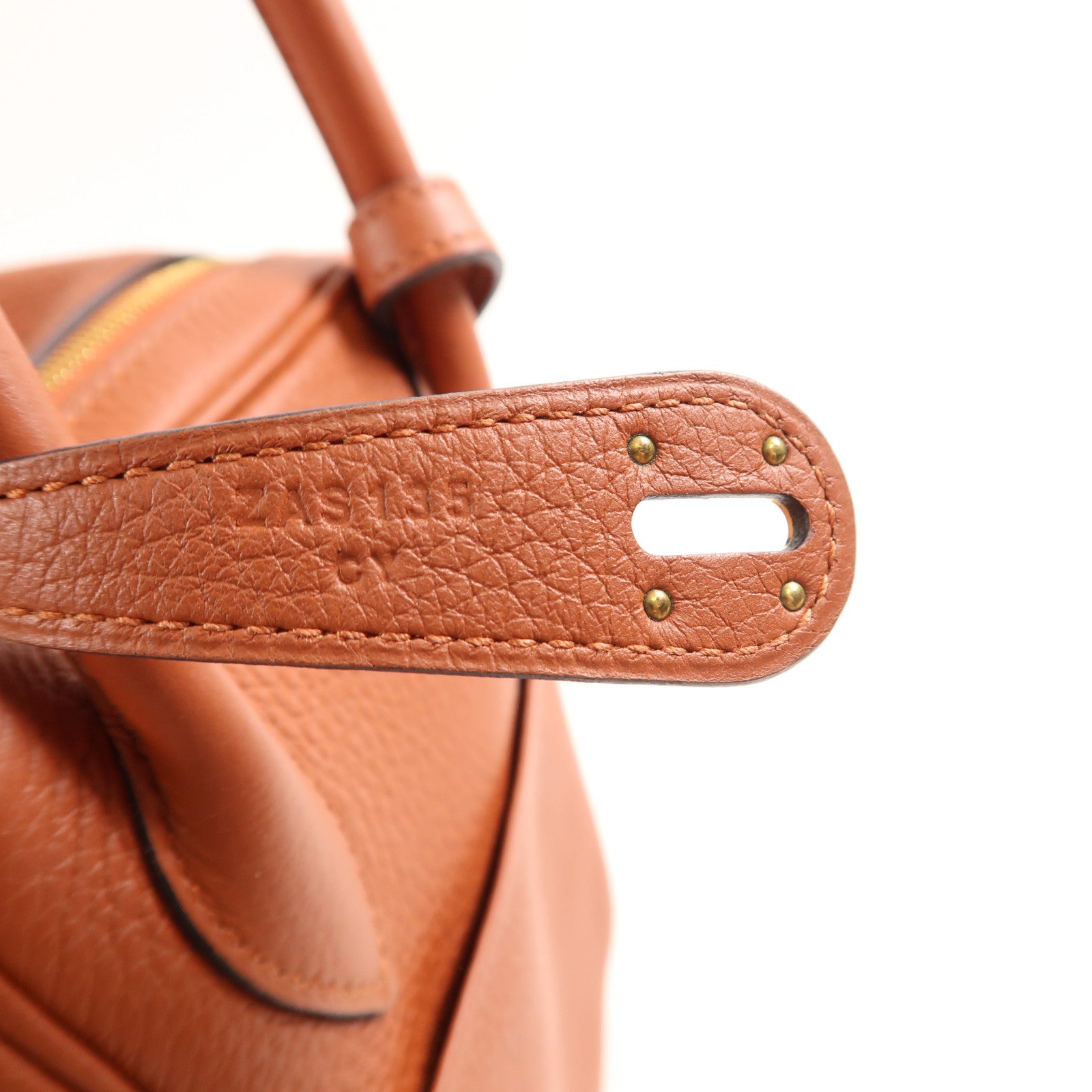 HERMES Clemence皮革Lindy 26金扣手挽肩背兩用袋Cuivre