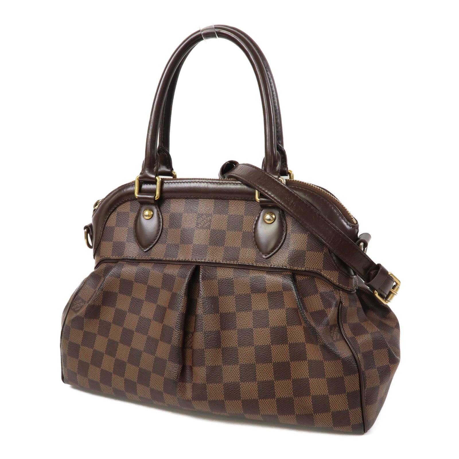LOUIS VUITTON 【激減優惠】Damier Trevi PM金扣手挽肩背兩用袋啡色