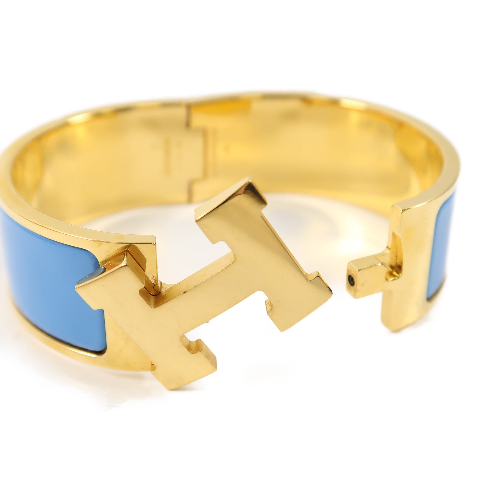 HERMES 金屬Clic-Clac H Bracelet金扣手鐲藍色