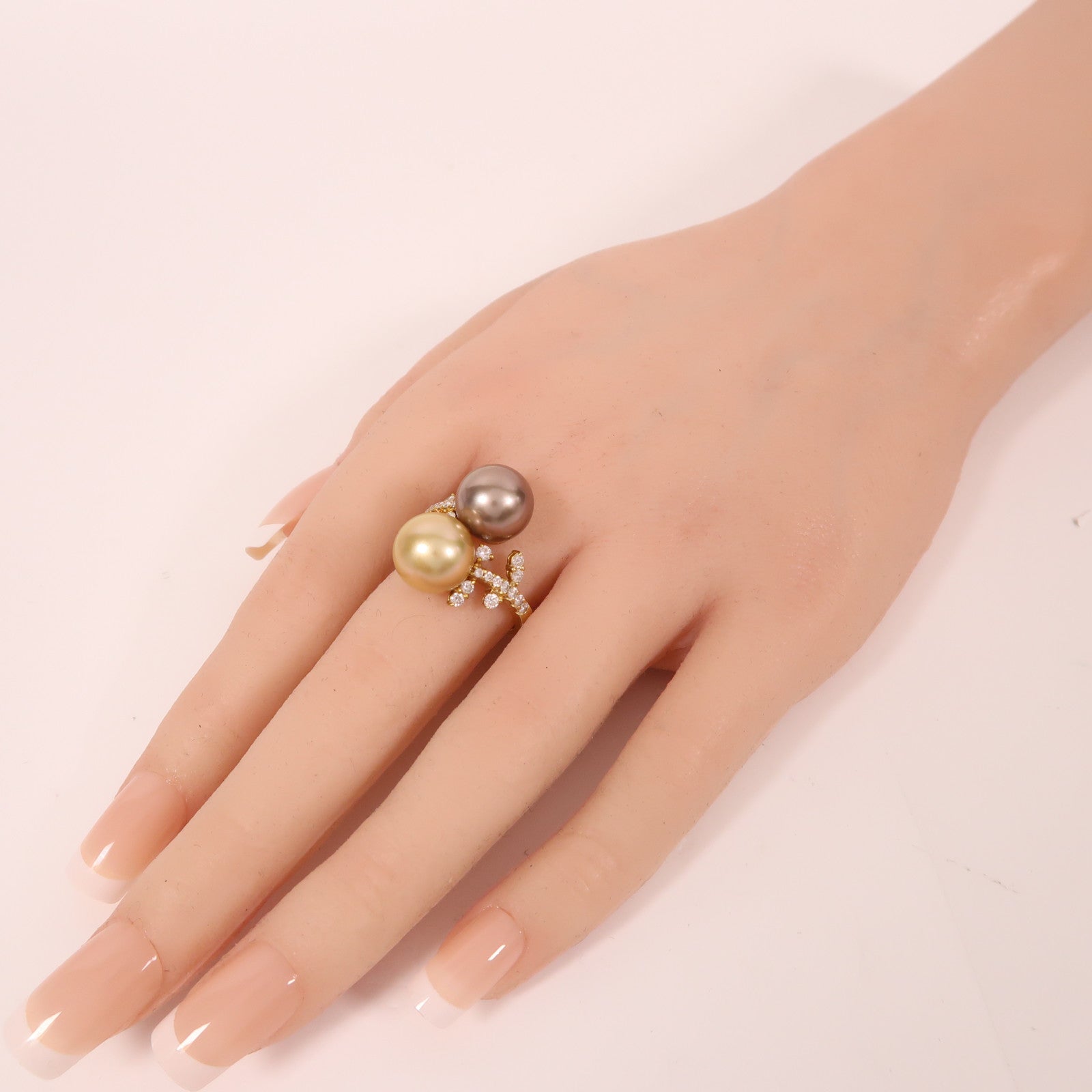 JEWELRY 18K金Pearl Ring0.59ct鑽石戒指US#8.25