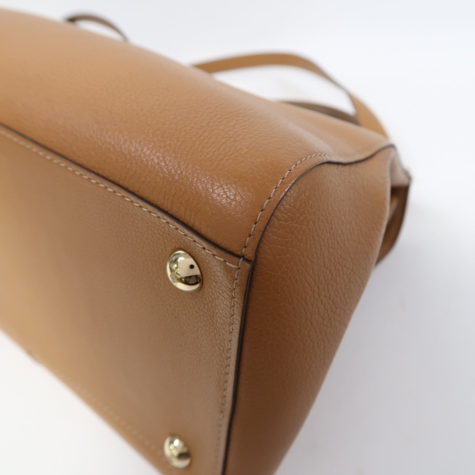Delvaux 牛皮皮革Brillant MM金扣手挽肩背兩用袋啡色