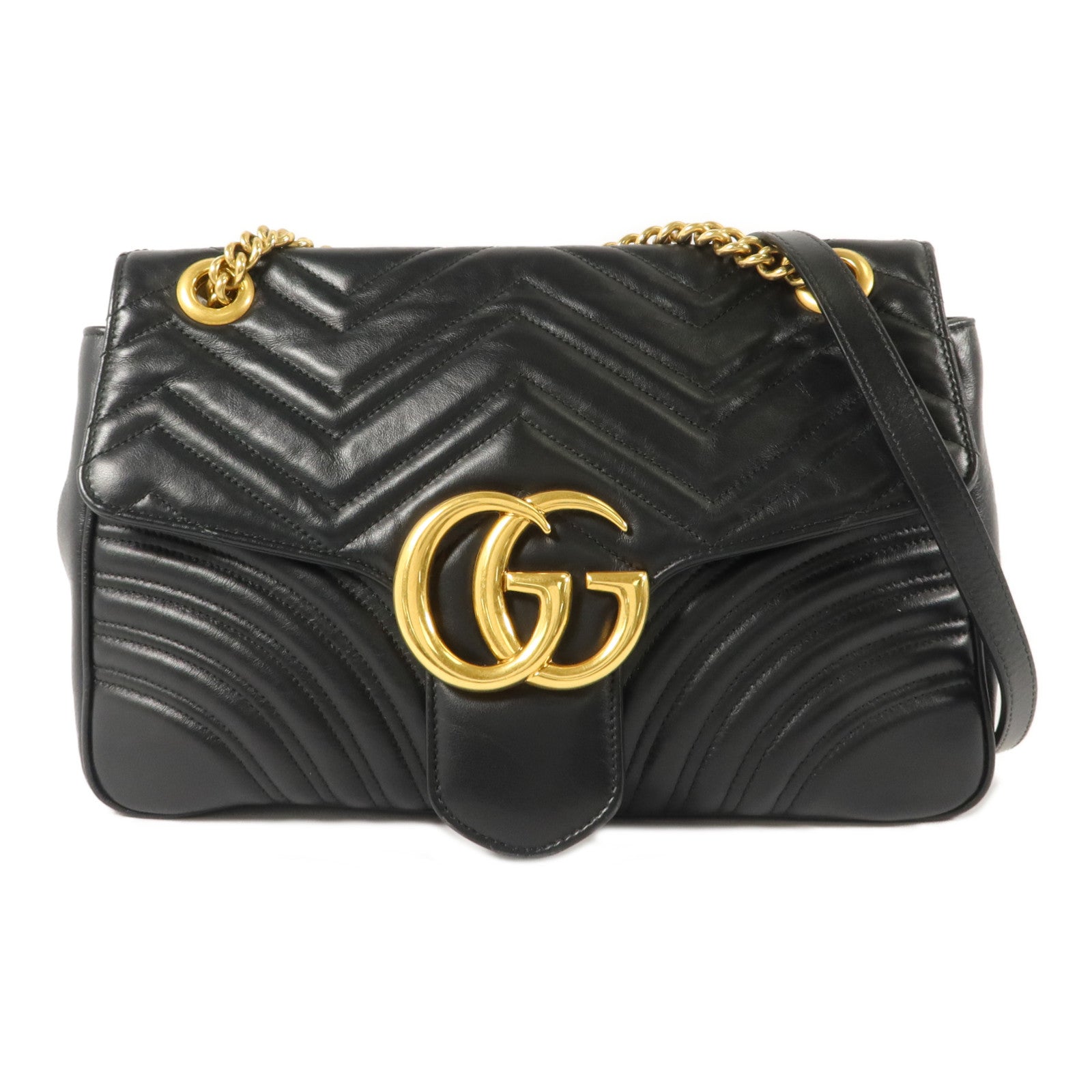GUCCI 牛皮皮革GG Marmont Medium鏈帶肩背袋