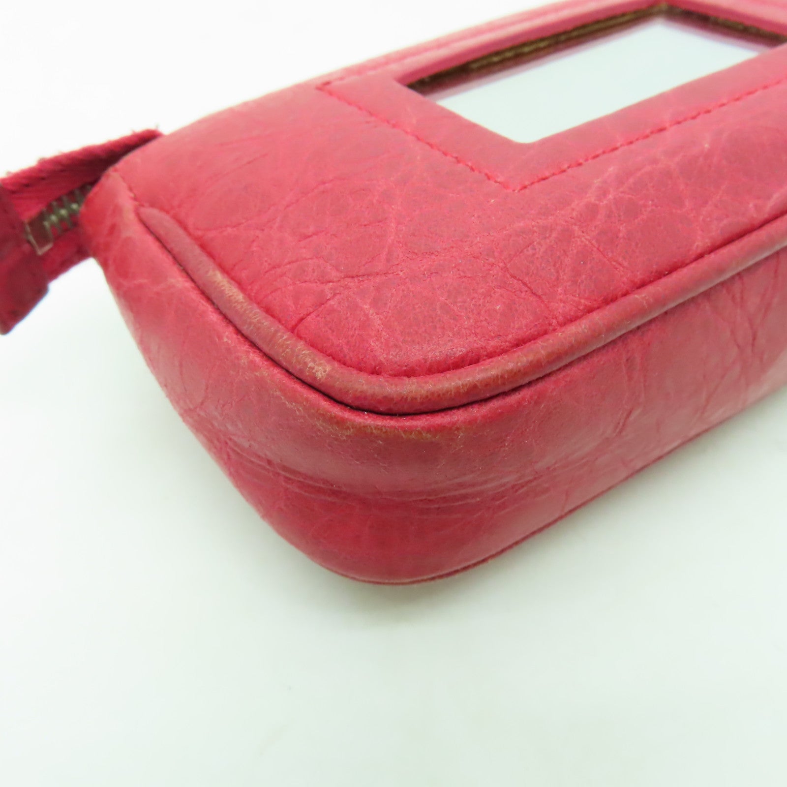 BALENCIAGA 【激減優惠】牛皮皮革Coin Purse銀扣零錢包紅色
