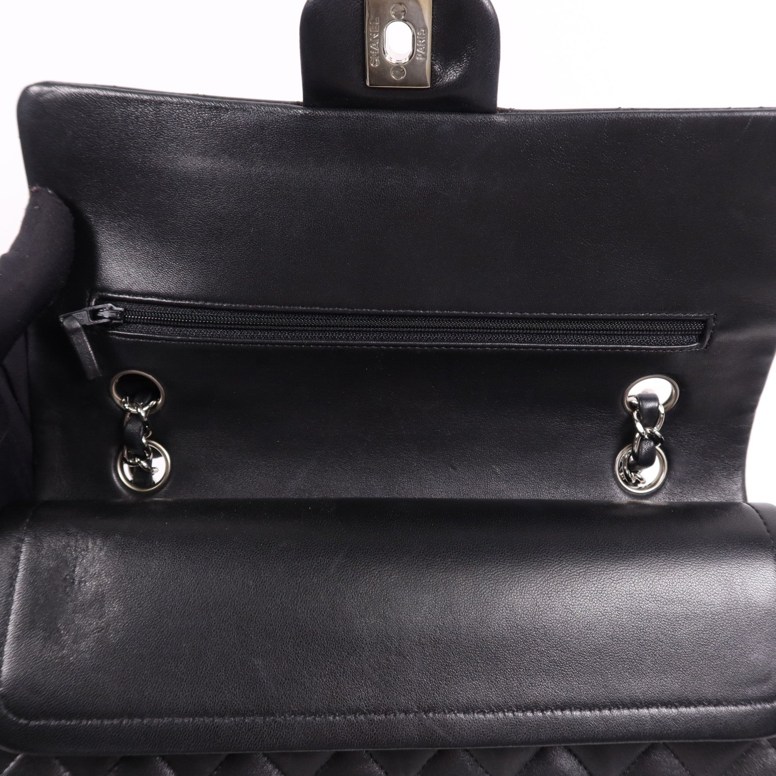 CHANEL 羊皮皮革Classic 25銀扣鏈帶肩背袋