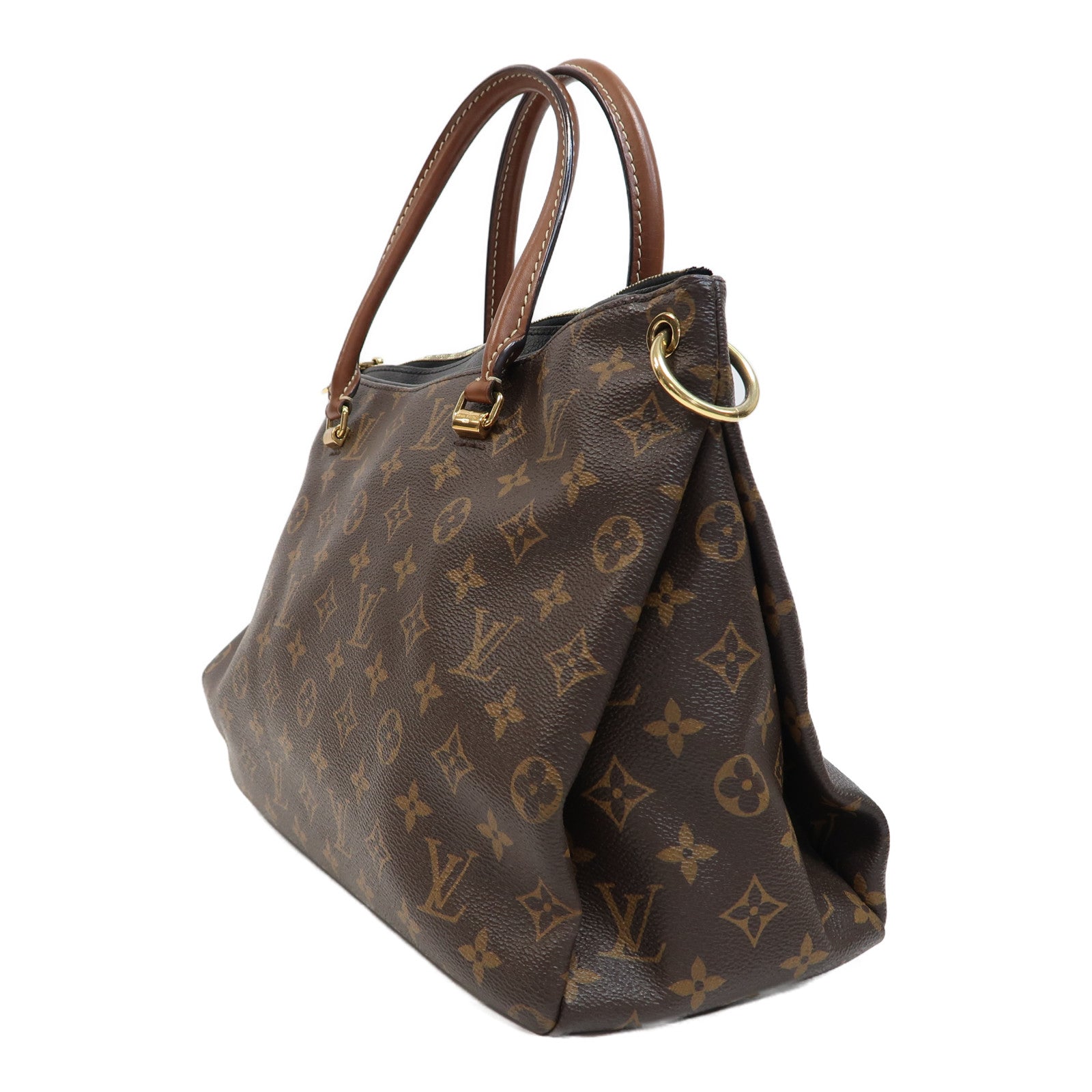 LOUIS VUITTON Monogram Pallas金扣手挽肩背兩用袋啡色/黑色