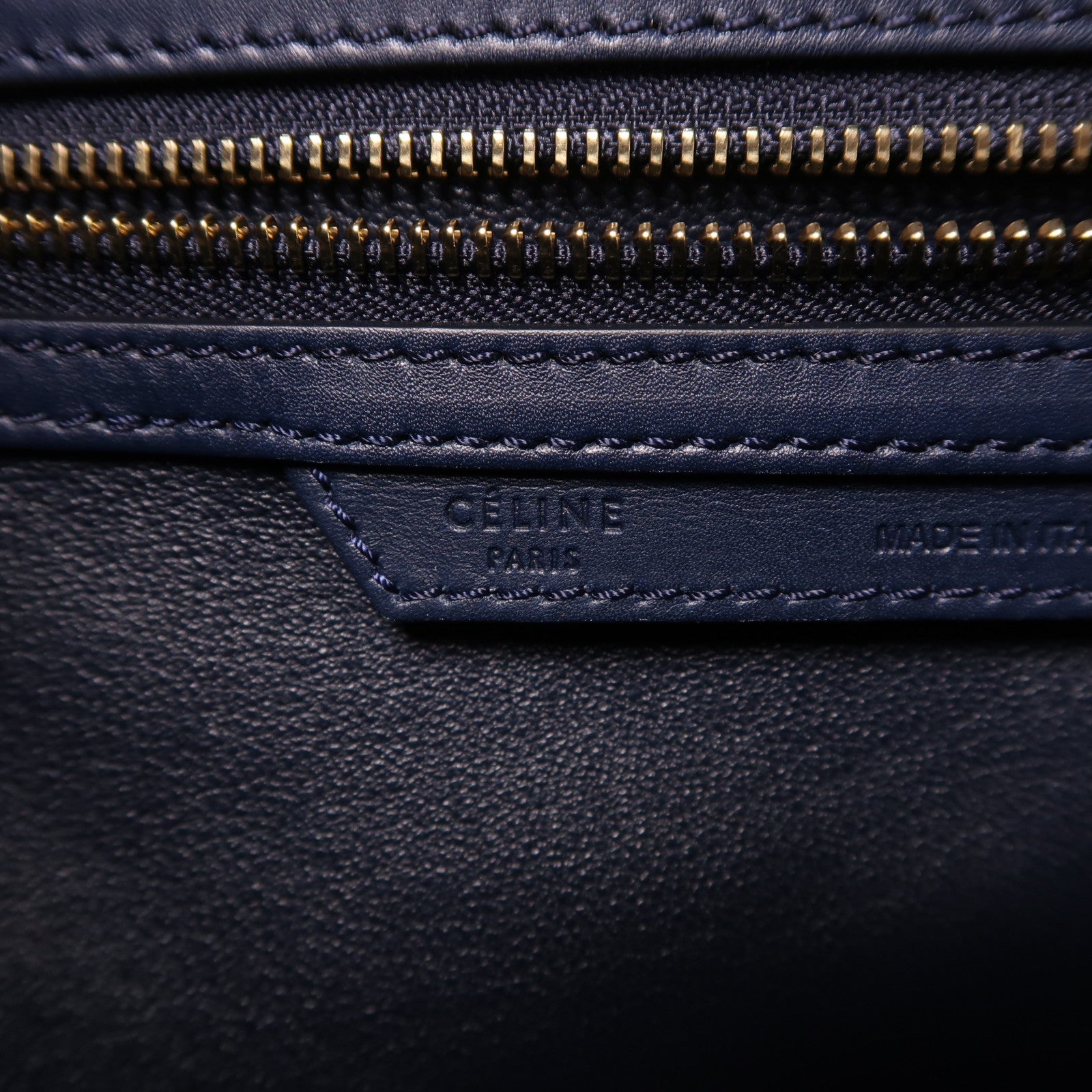 CELINE 牛皮皮革Micro Luggage金扣手挽袋藍色/綠色/灰色