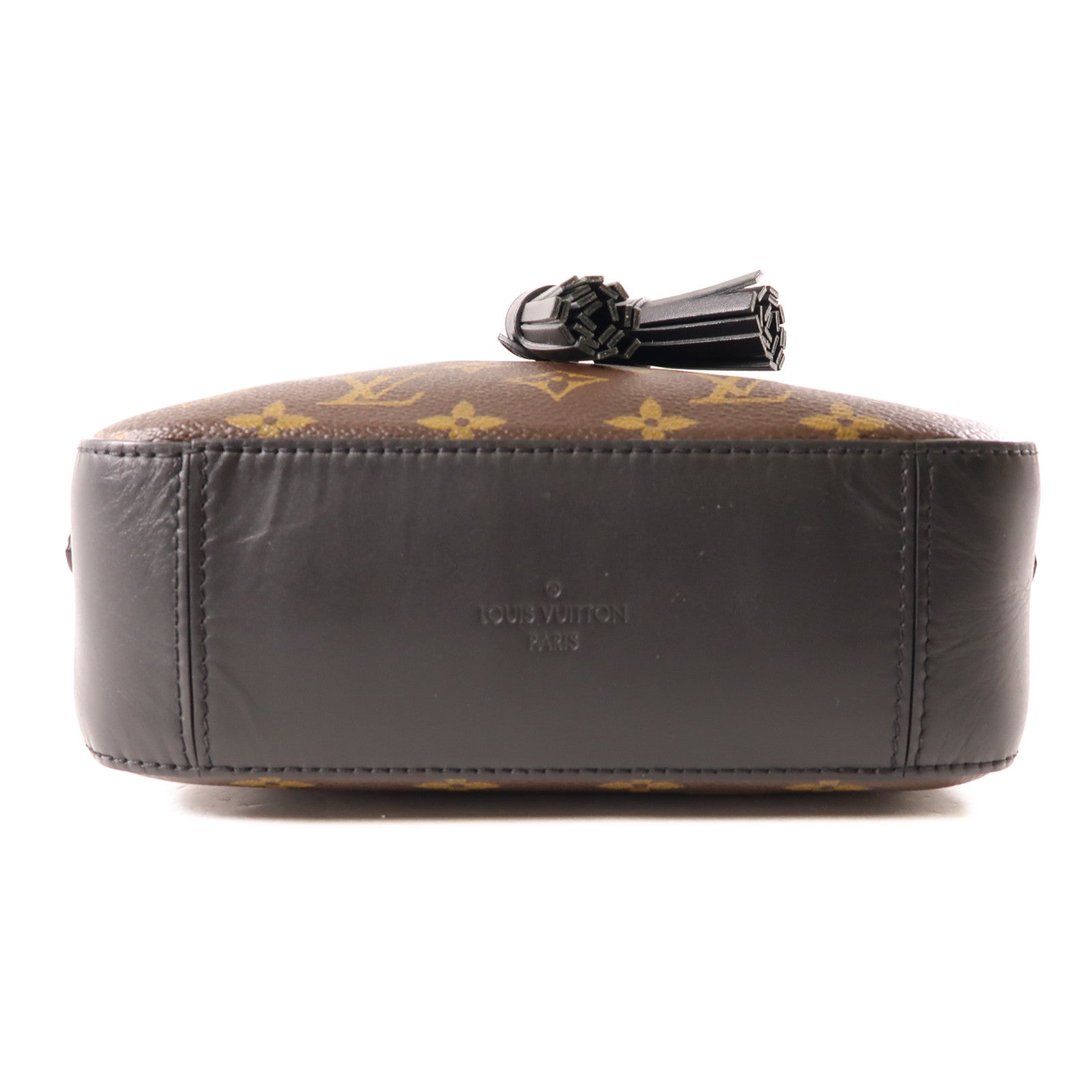 LOUIS VUITTON Monogram Saintonge金扣手挽袋棕色/黑色