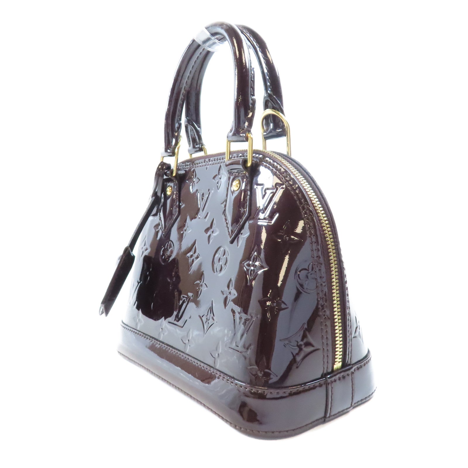 LOUIS VUITTON Vernis Alma BB金扣手挽肩背兩用袋酒紅色