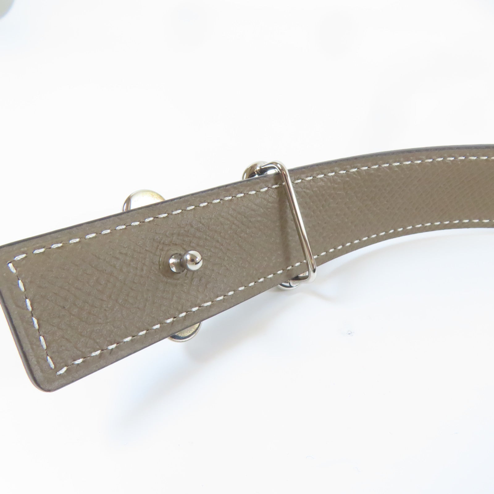 HERMES 【激減優惠】Veau Swift皮革Belt 85cm銀扣皮帶黑色