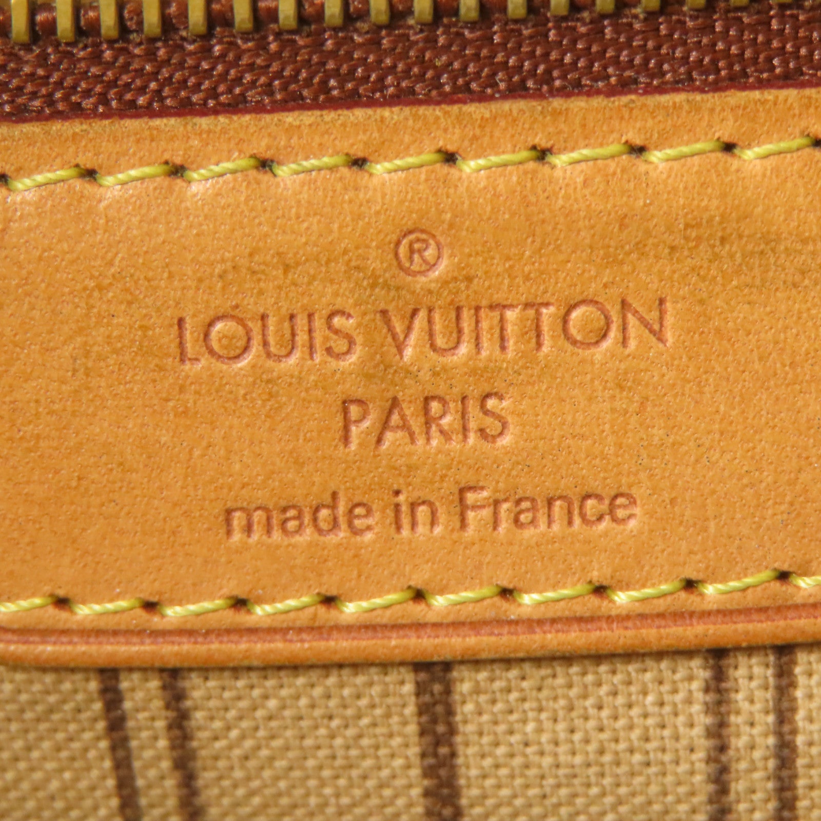 LOUIS VUITTON Monogram Neverfull MM金扣手挽袋棕色