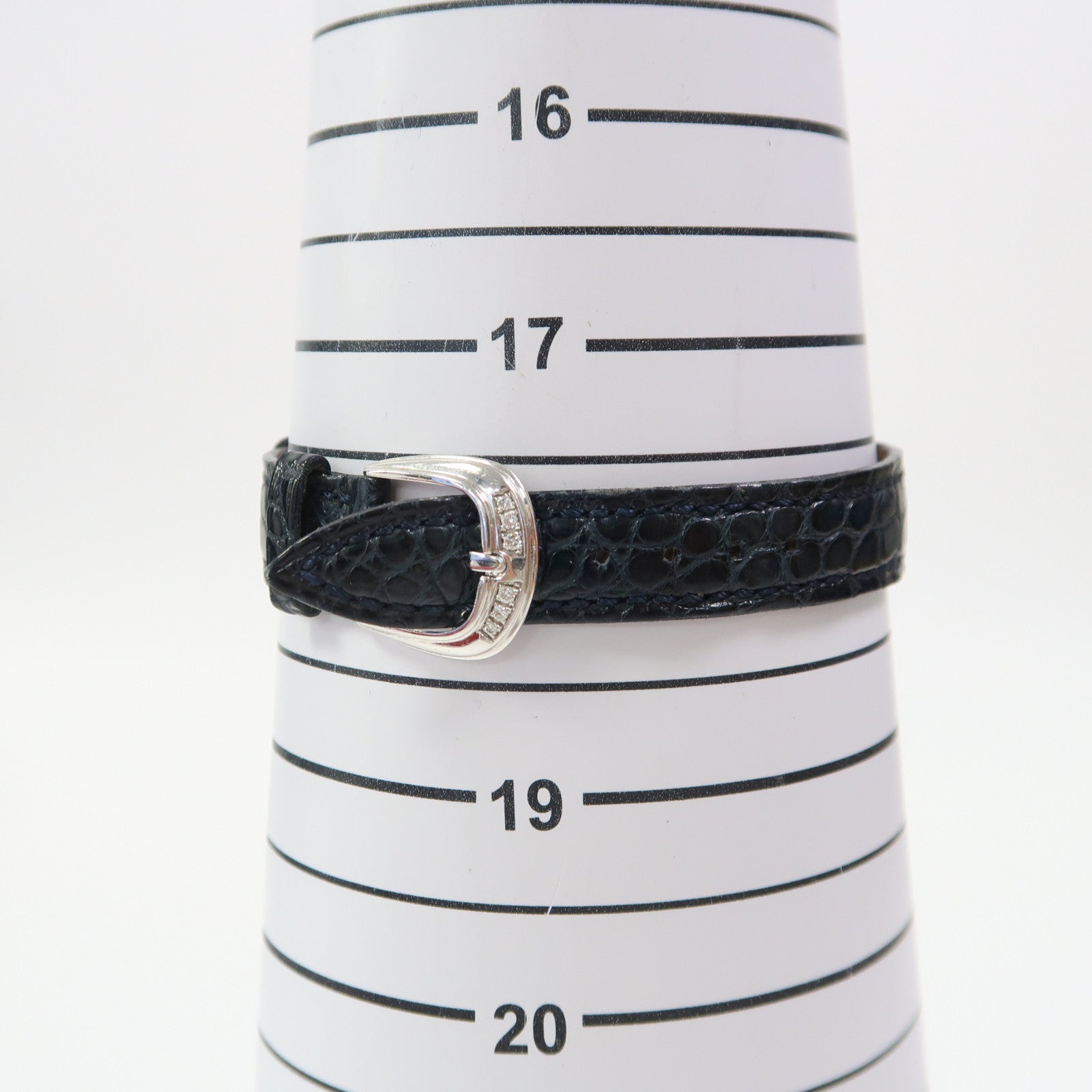 FRANCK MULLER Sapphire Diamond Watch 18K白金/皮革帶手錶手動機芯珍珠色