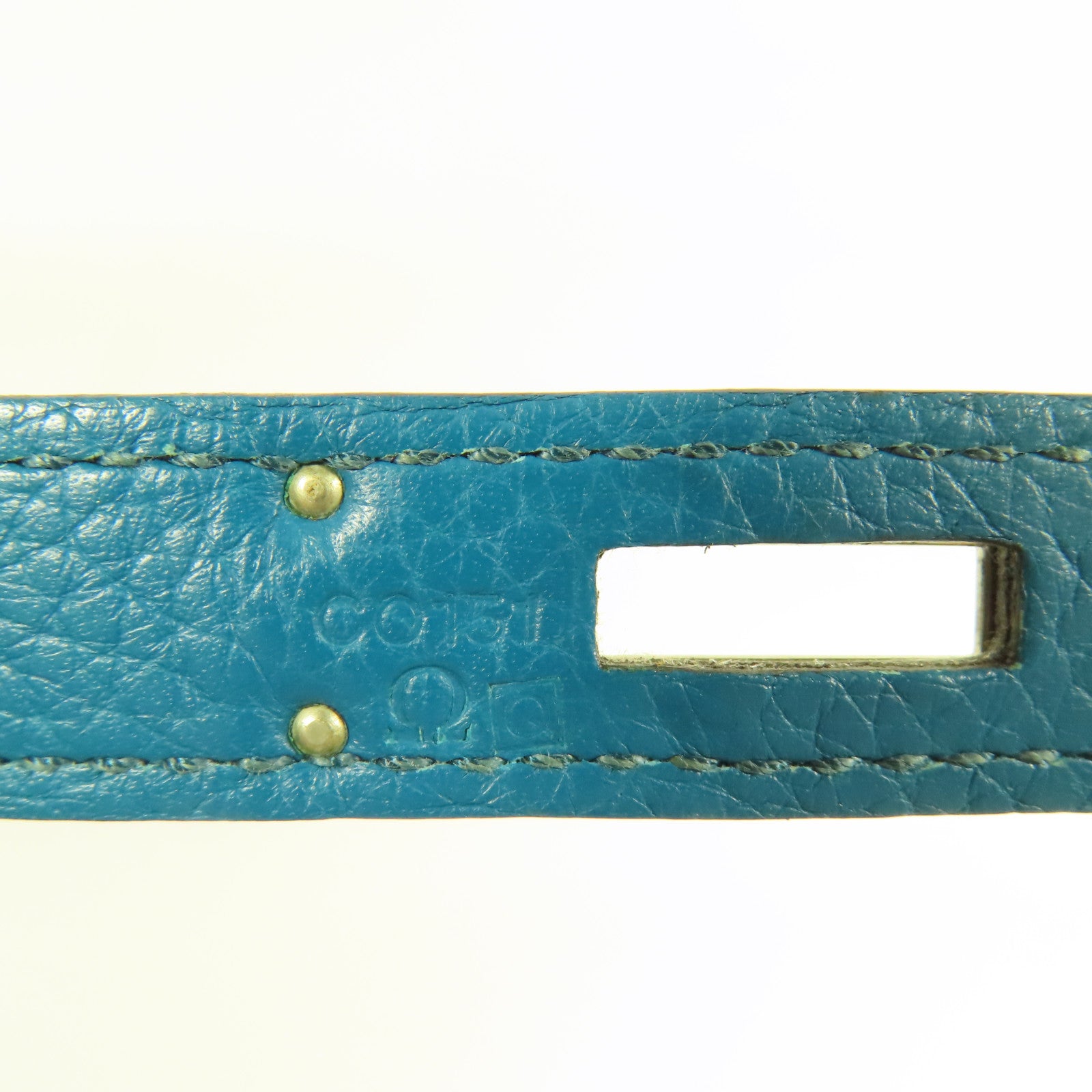 HERMES Togo皮革Kelly 35銀扣手挽肩背兩用袋Blue Turquoise