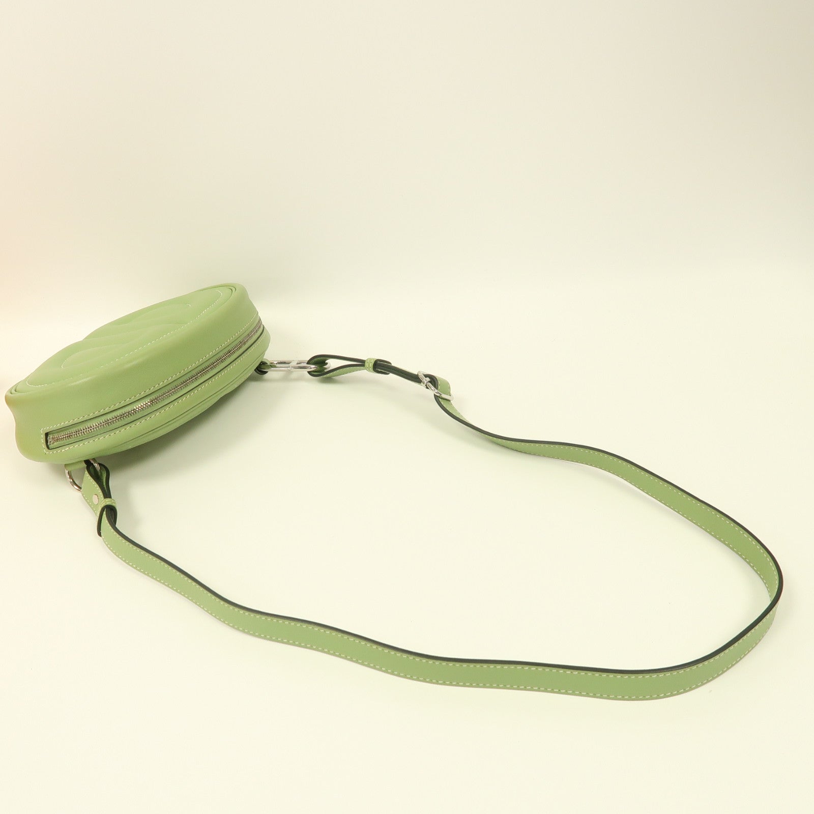 HERMES Swift皮革In The Loop Belt Bag銀扣腰包Vert Criquet/綠色