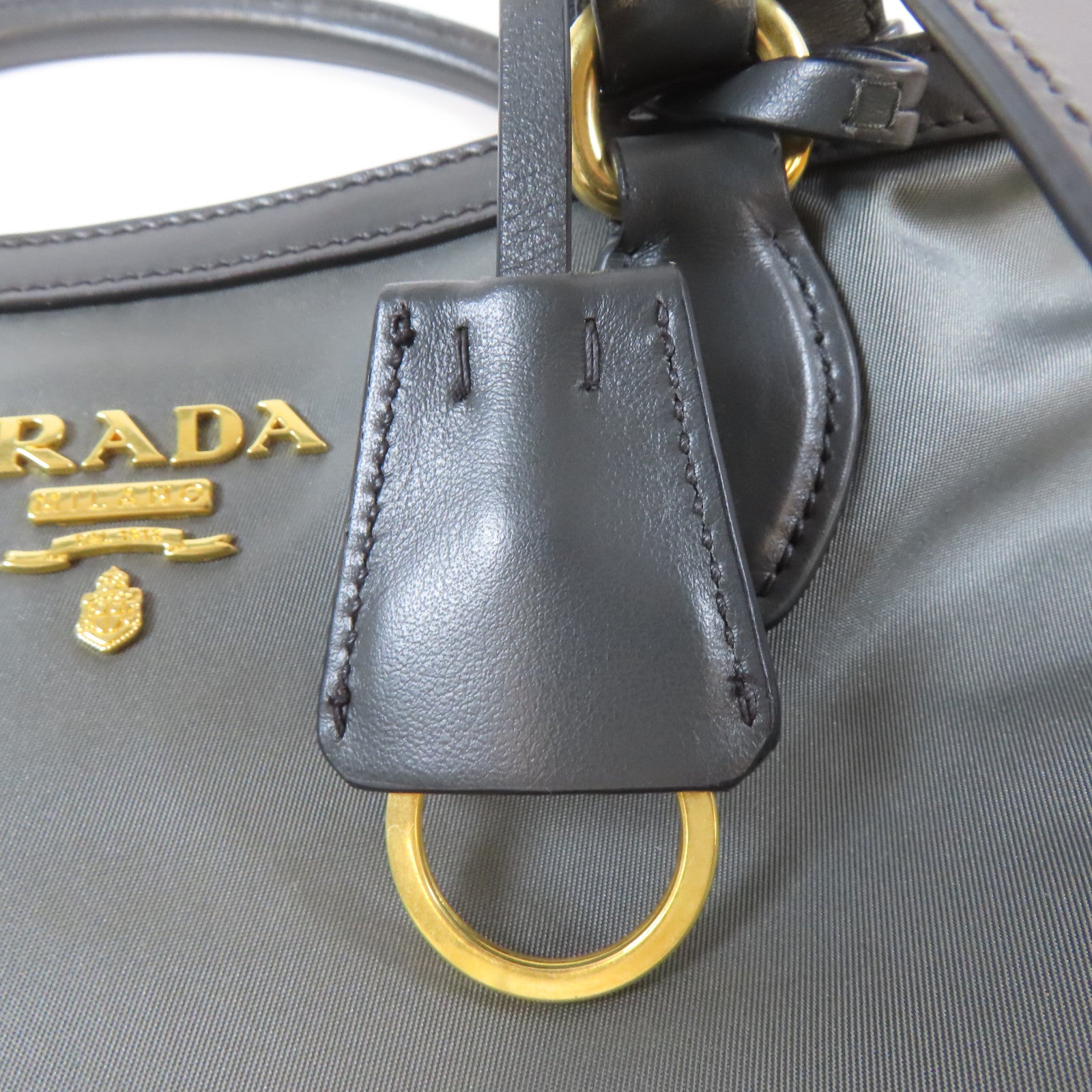 PRADA 尼龍2 Way Shoulder Bag金扣手挽肩背兩用袋灰色