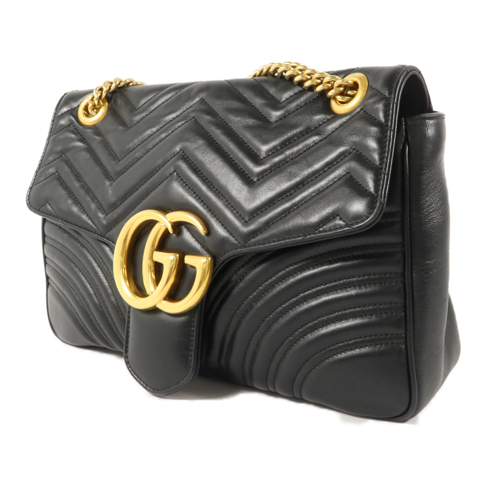 GUCCI 牛皮皮革GG Marmont Medium鏈帶肩背袋