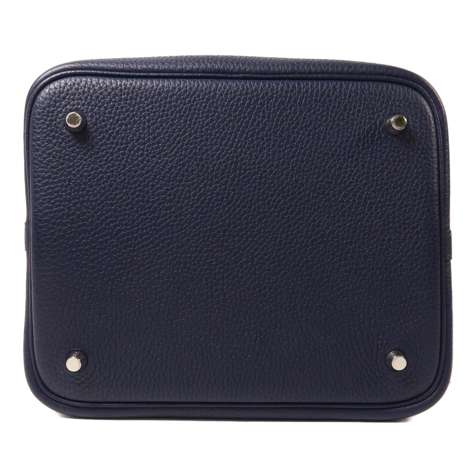 HERMES Clemence皮革Picotin MM扣手挽袋Bleu Nuit