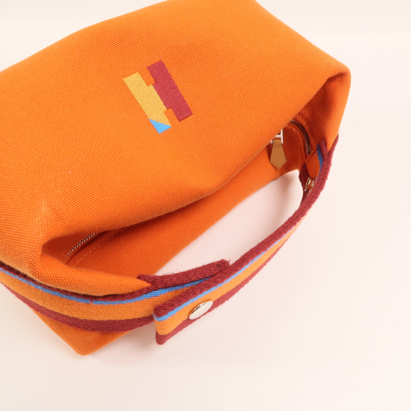 HERMES 帆布Bride A Brac PM銀扣手挽袋