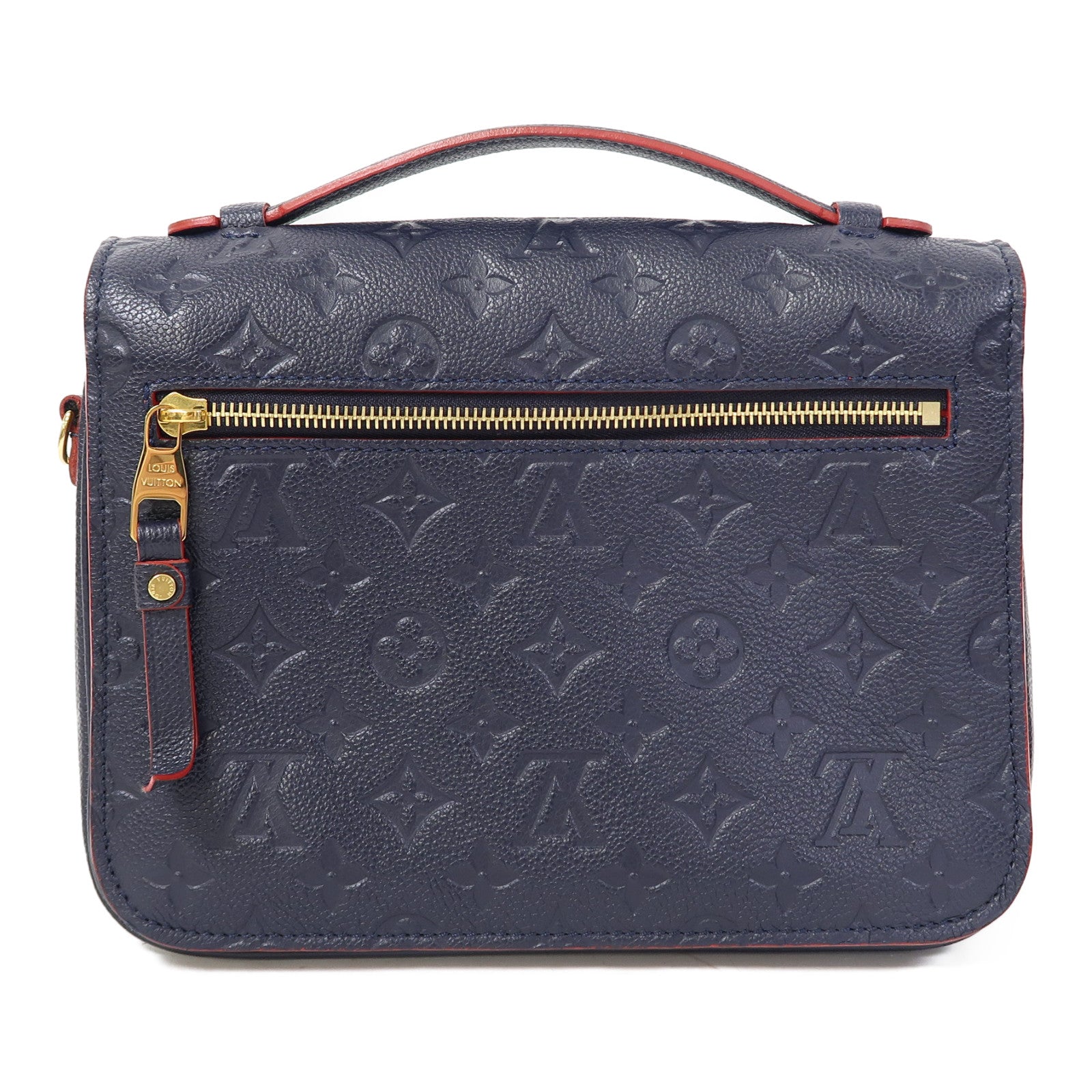 LOUIS VUITTON Monogram Empreinte Pochette Metis金扣手挽肩背兩用袋深藍色