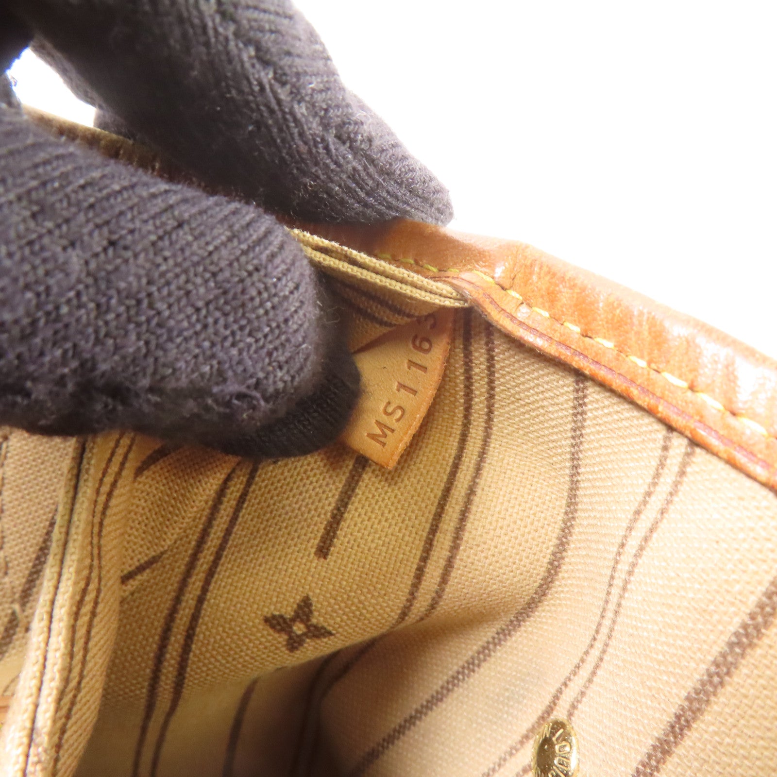 LOUIS VUITTON Monogram Neverfull MM金扣手挽袋棕色