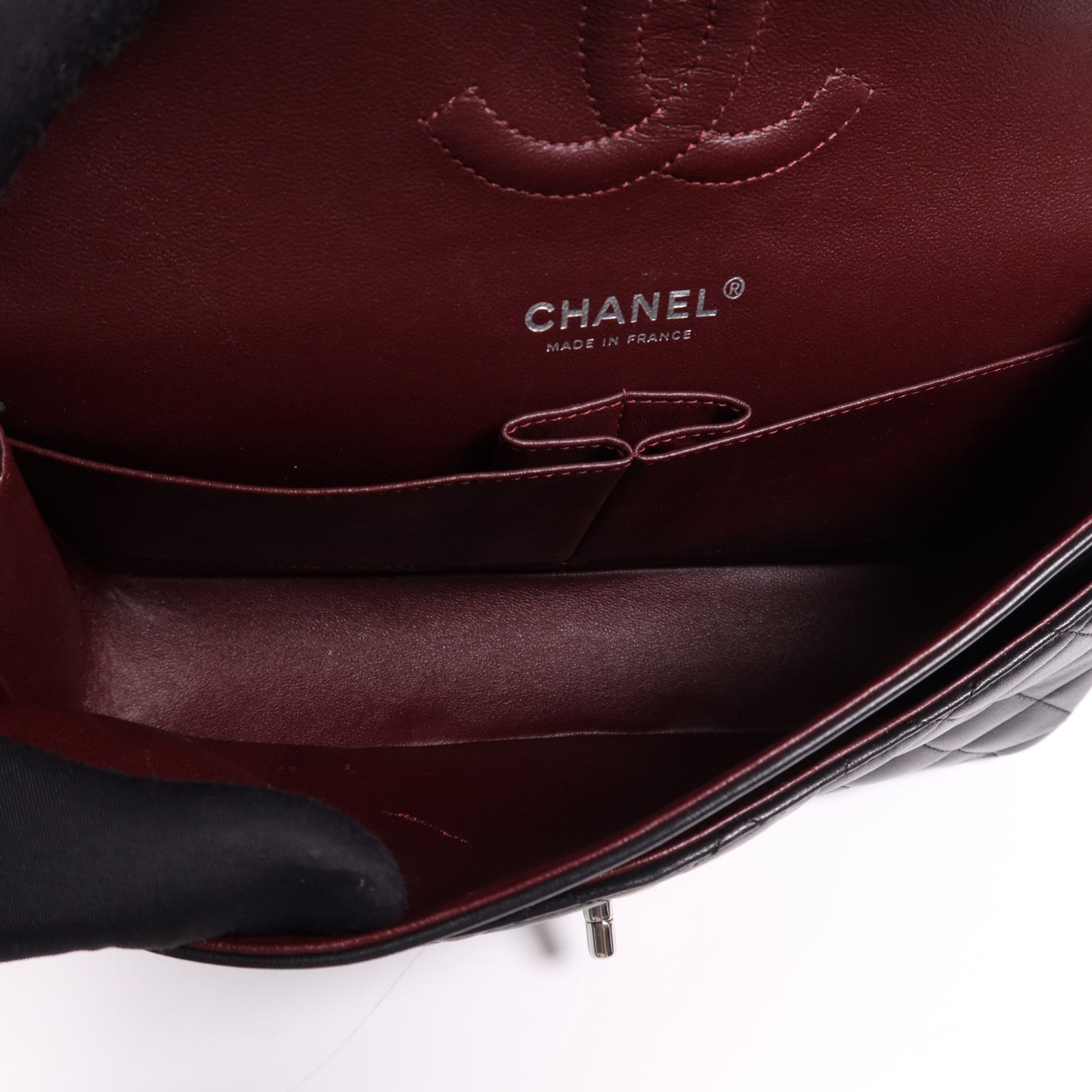 CHANEL 羊皮皮革Classic 25銀扣鏈帶肩背袋