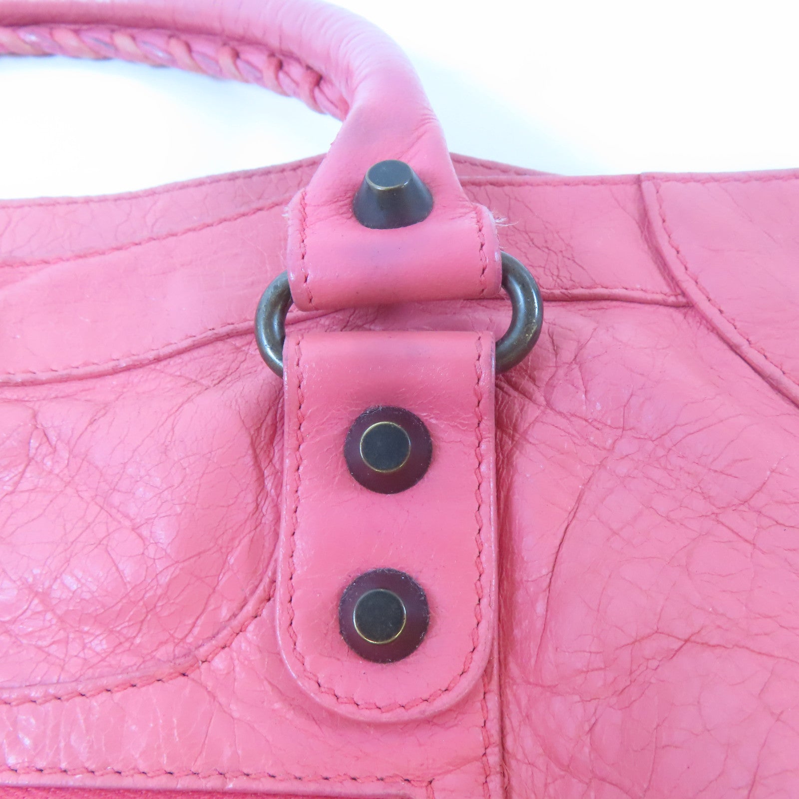 BALENCIAGA 牛皮皮革Classic City Bag黑扣手挽肩背兩用袋粉紅色