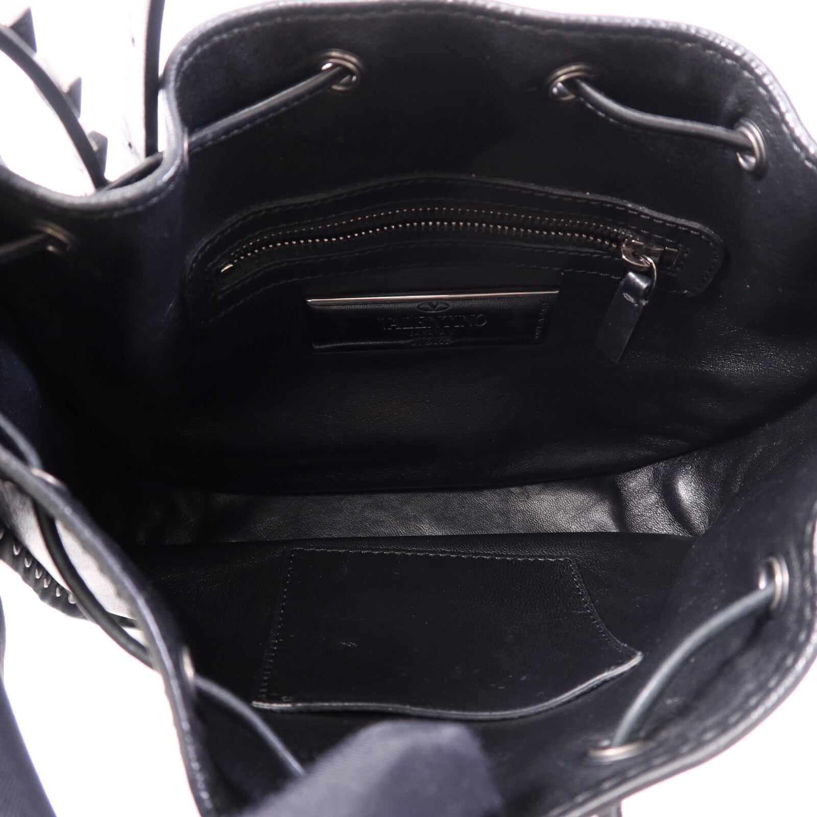 Valentino 【激減優惠】牛皮皮革Bucket銀扣肩背袋