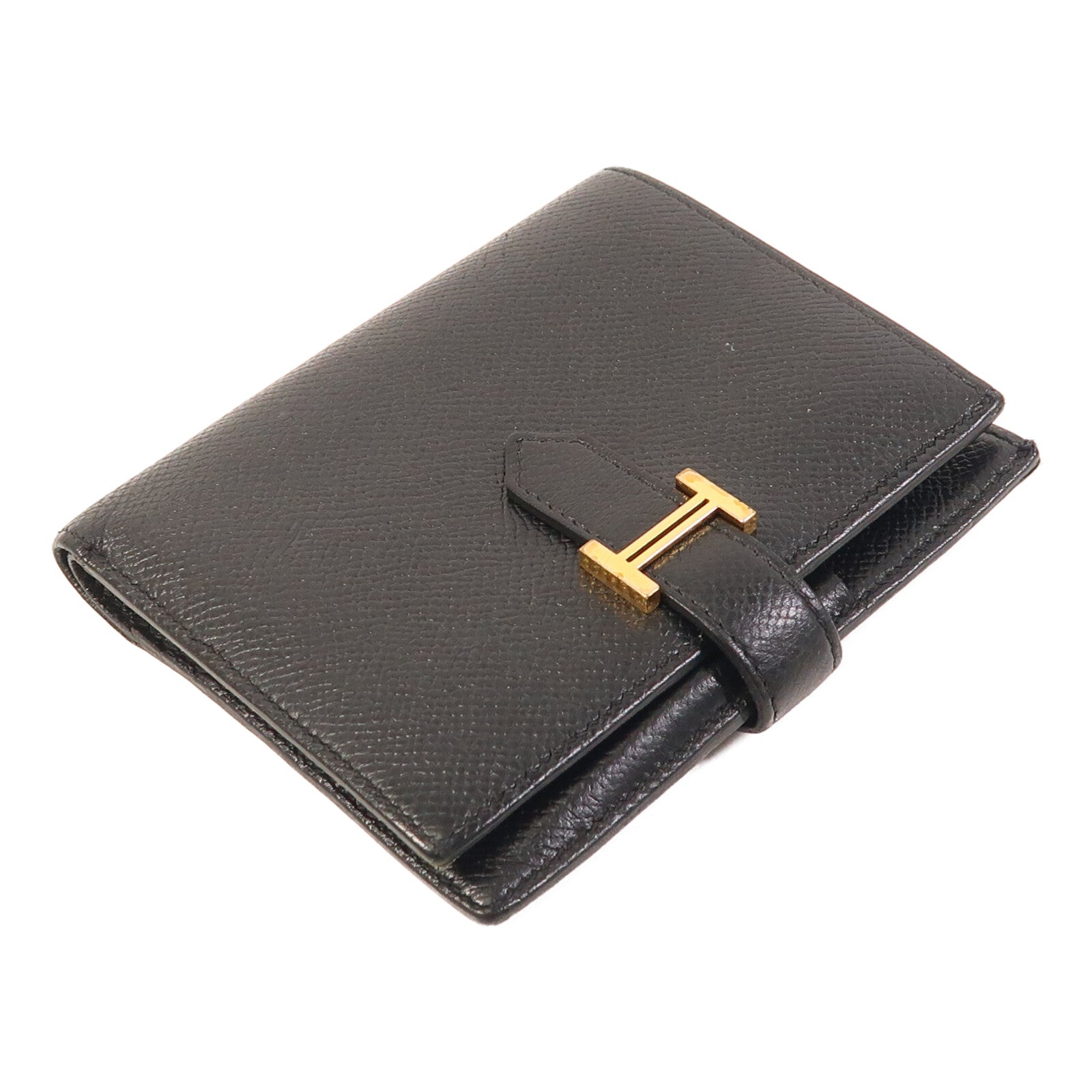 HERMES 【激減優惠】Epsom皮革Bearn Compact Wallet金扣錢包