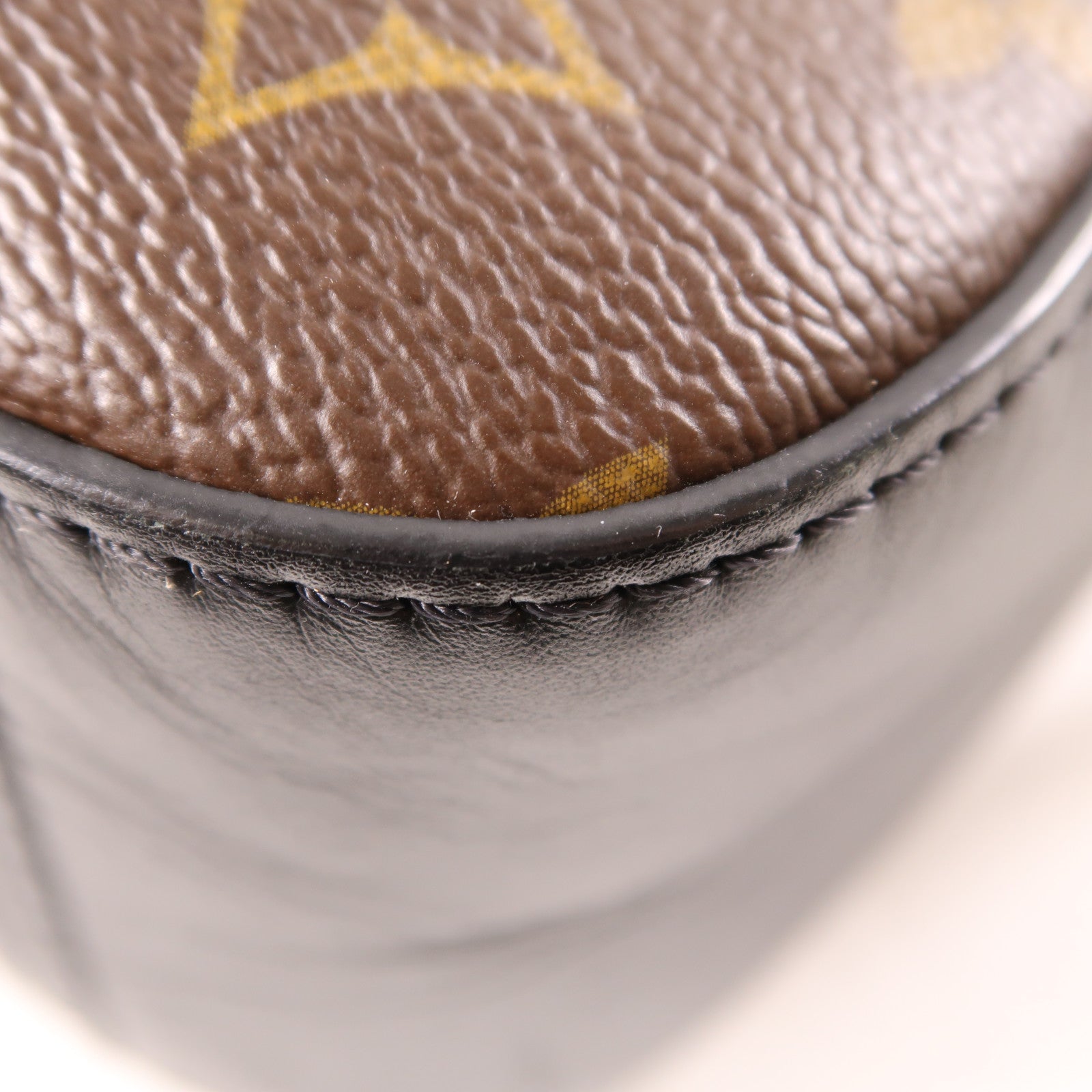 LOUIS VUITTON Monogram Saintonge金扣手挽袋棕色/黑色