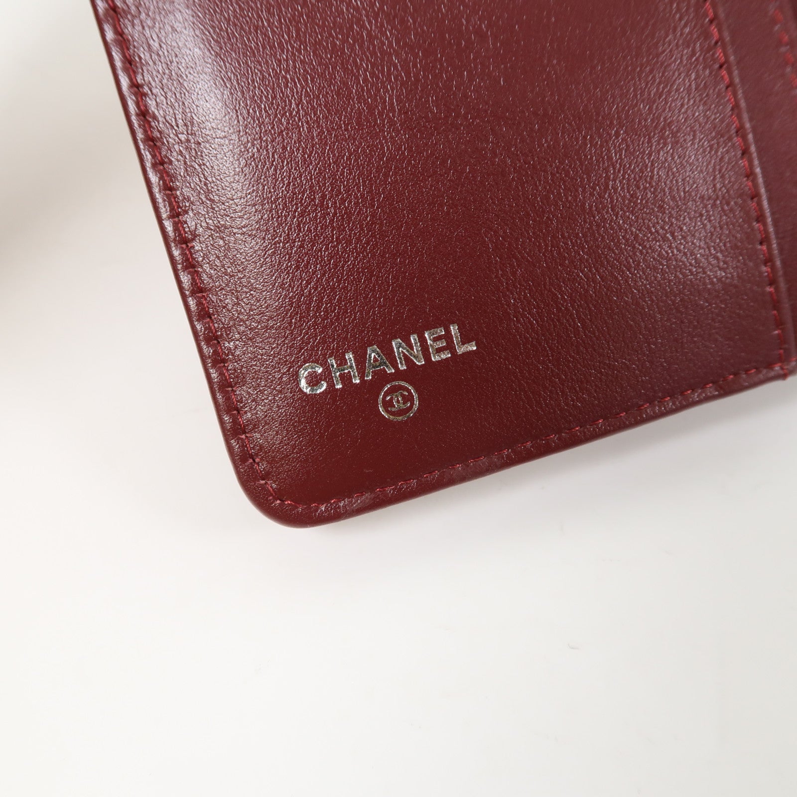 CHANEL Caviar皮革Wallet銀扣錢包酒紅色