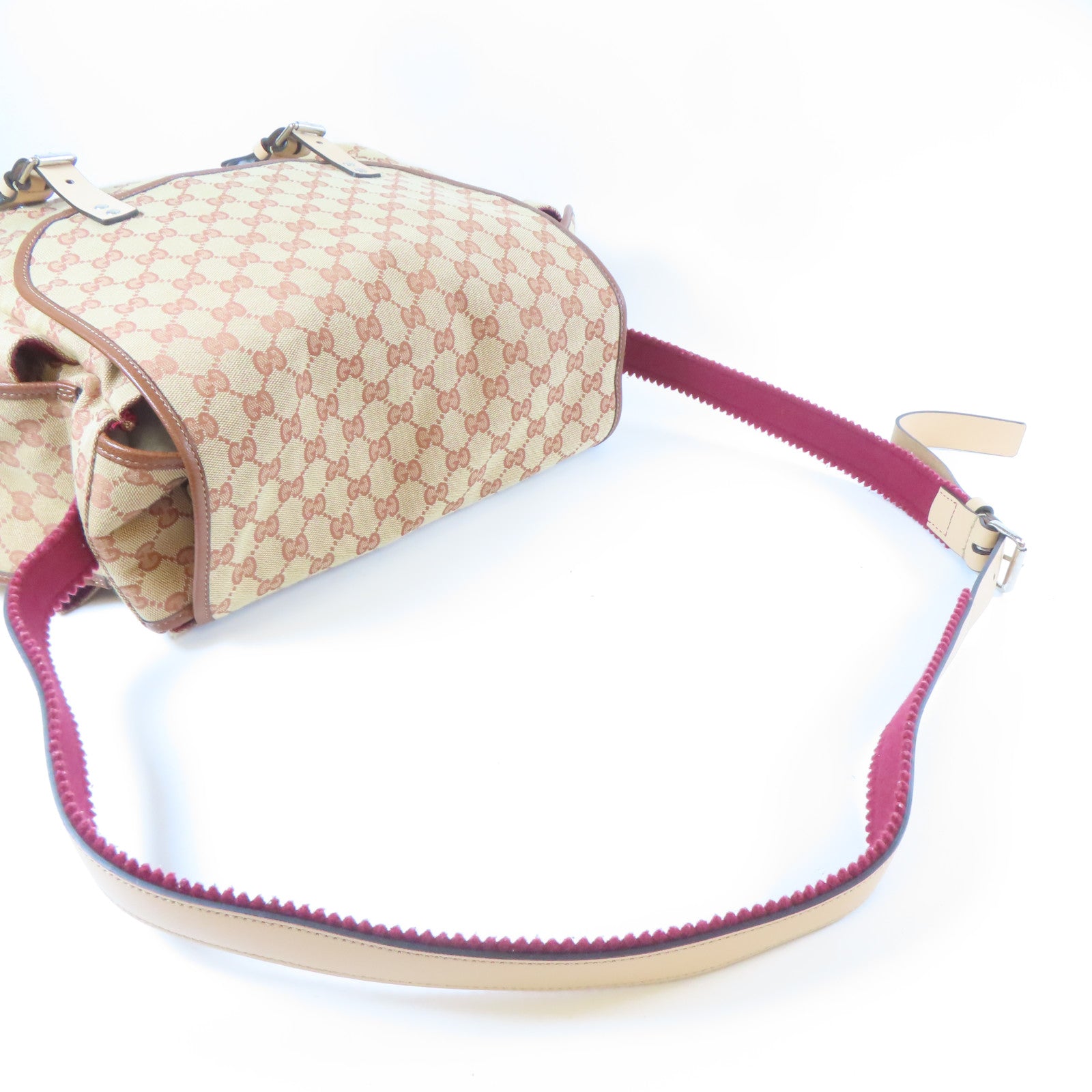 GUCCI 帆布Shoulder Bag銀扣肩背袋啡色