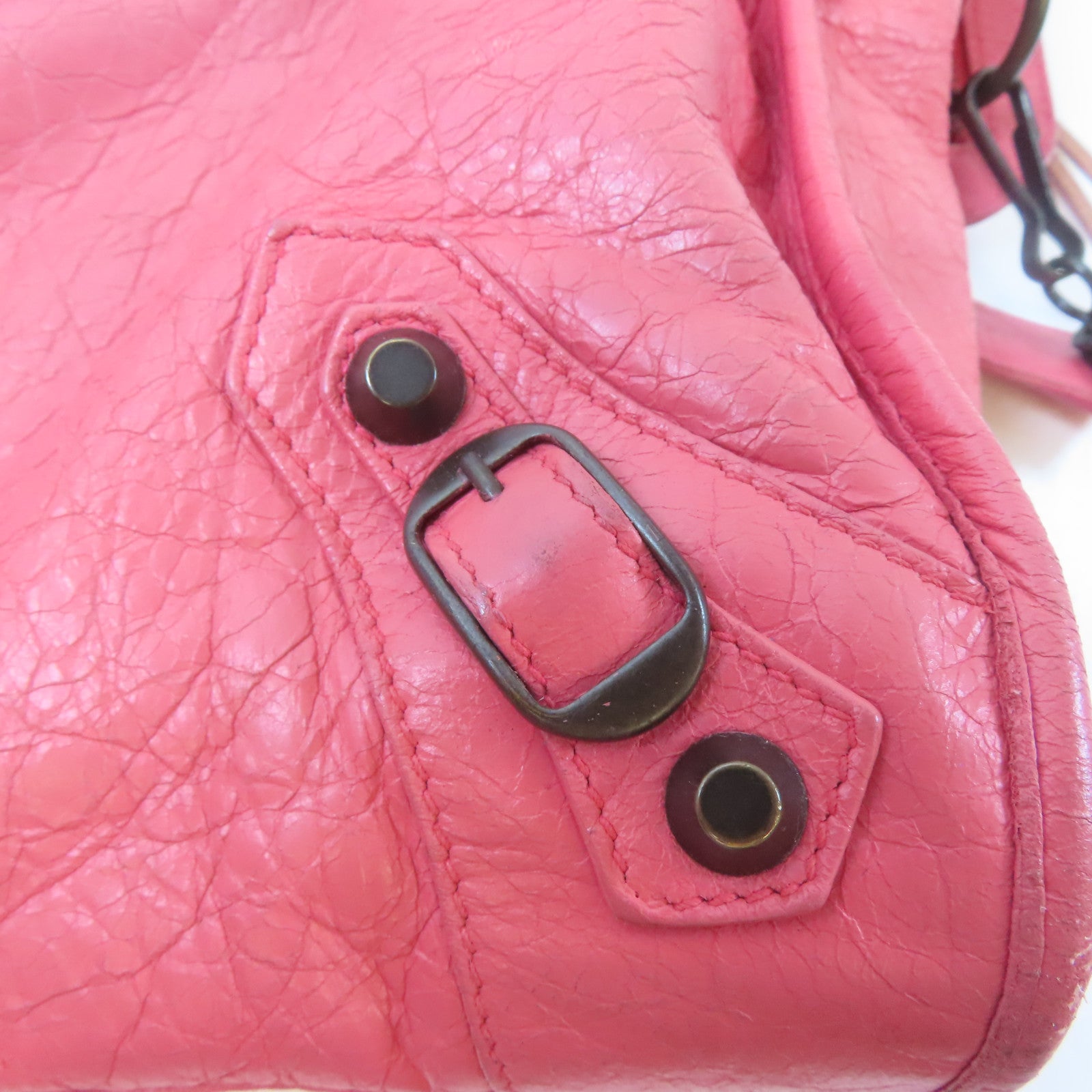 BALENCIAGA 牛皮皮革Classic City Bag黑扣手挽肩背兩用袋粉紅色