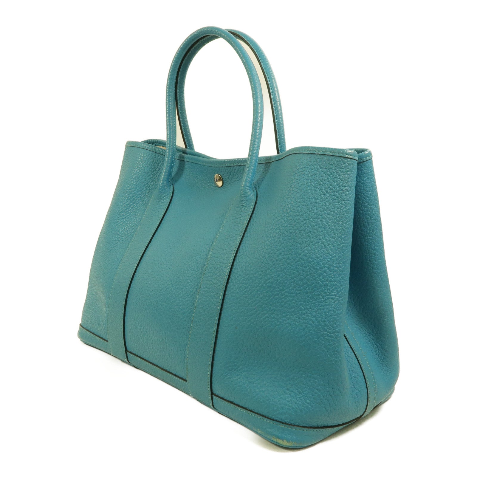 HERMES Clemence皮革Garden Party PM手挽袋Turquoise