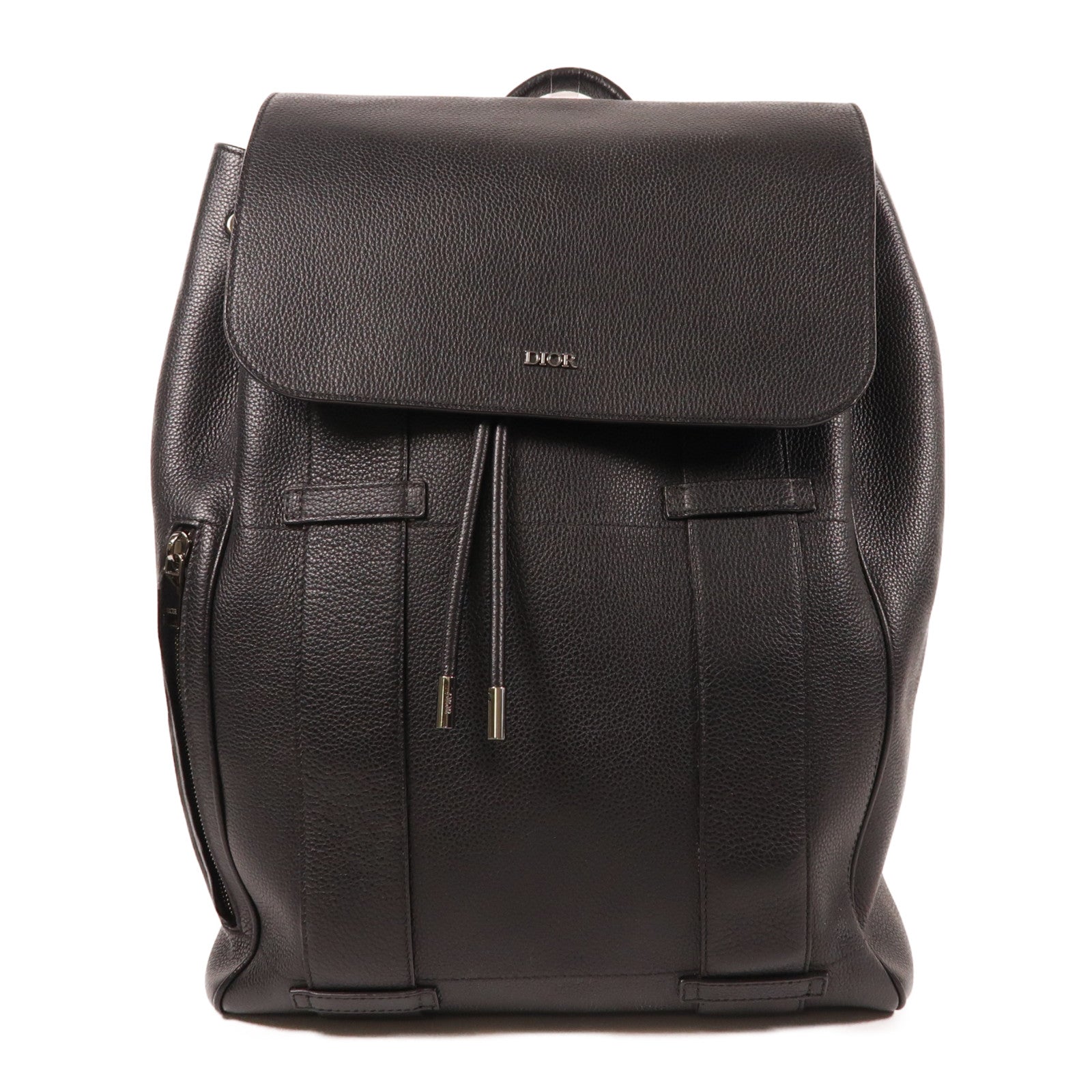 DIOR HOMME 牛皮皮革Dior Backpack銀扣背包黑色