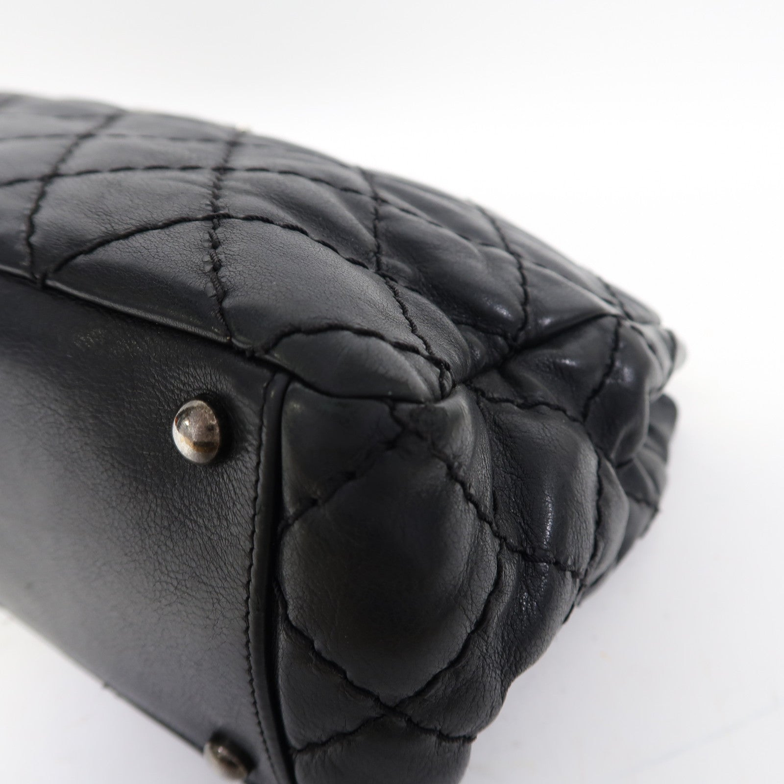 CHANEL 【激減優惠】菱格牛皮皮革Chain Shoulder銀扣鏈帶肩背袋黑色