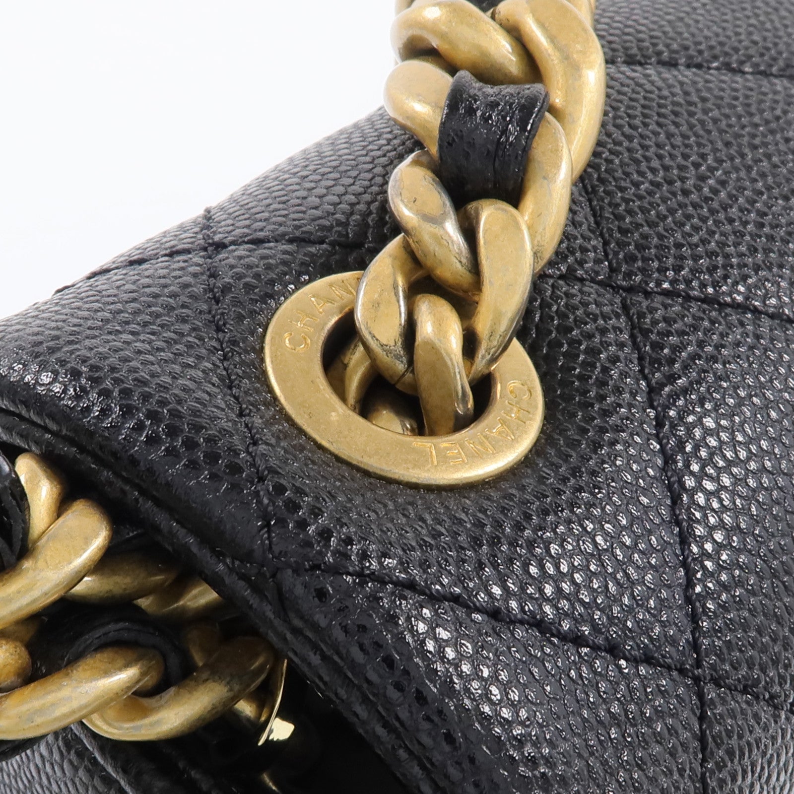 CHANEL 牛皮皮革2 Way Shoulder金扣手挽肩背兩用袋