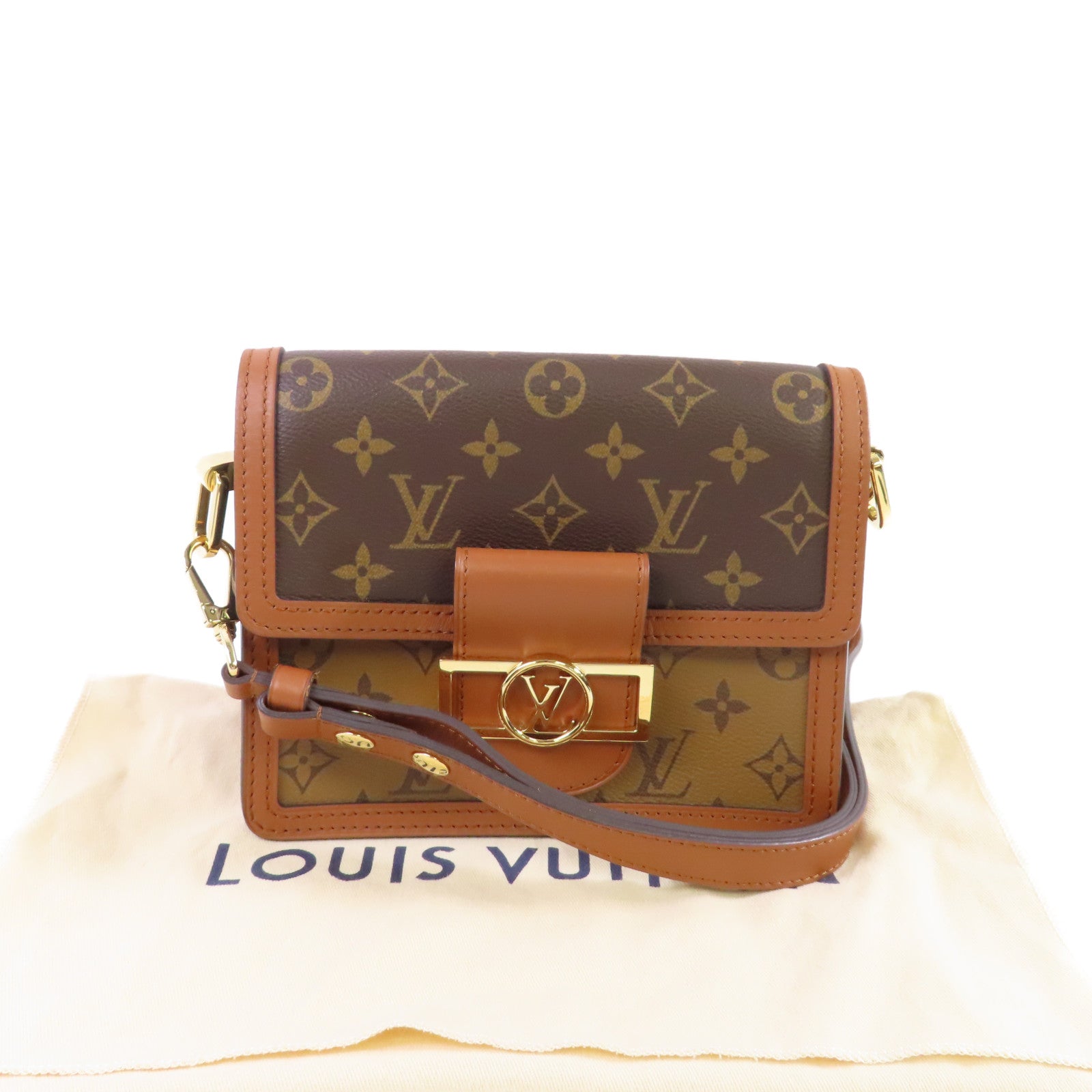LOUIS VUITTON Monogram Reverse Dauphine Shoulder Bag肩背袋啡色