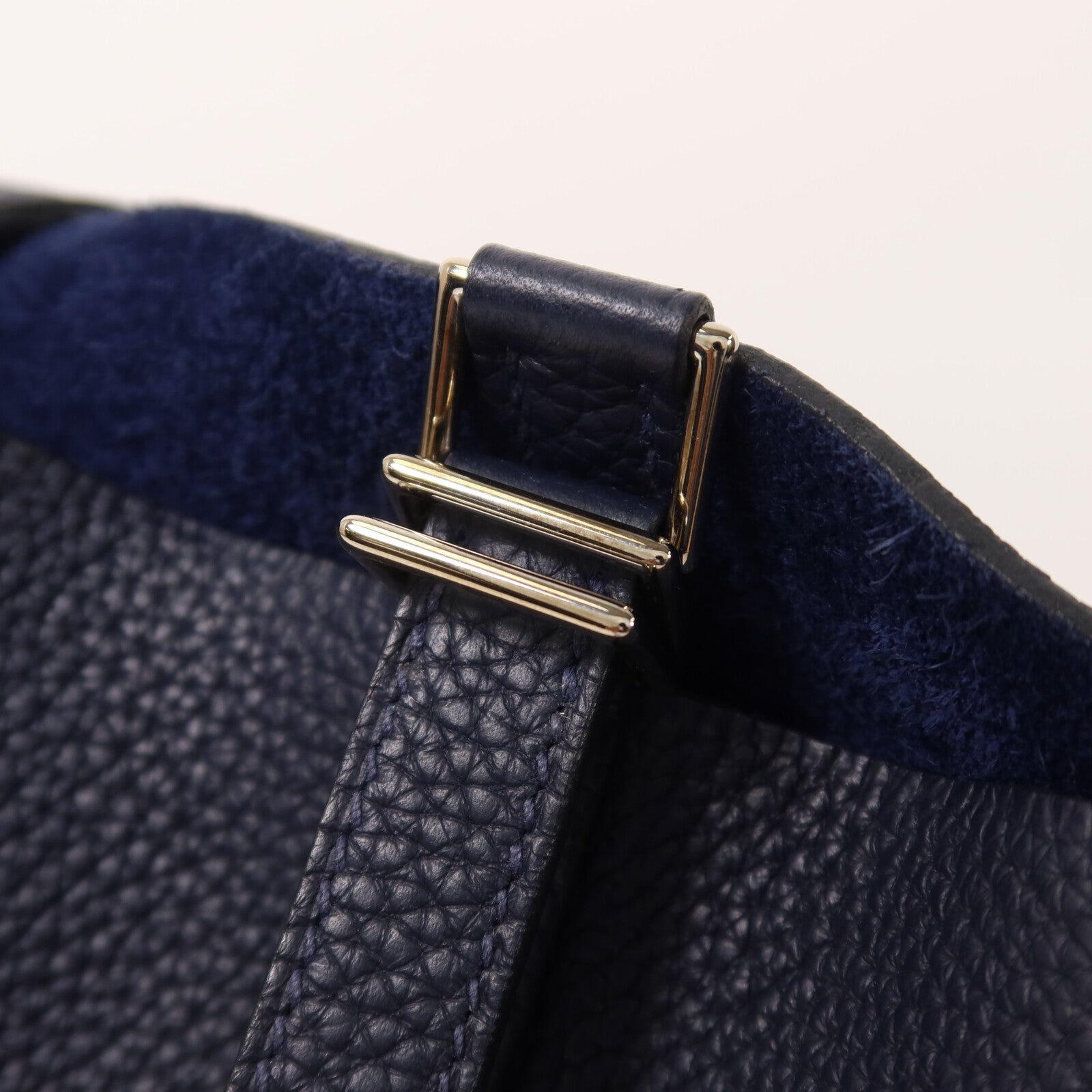 HERMES Clemence皮革Picotin MM扣手挽袋Bleu Nuit