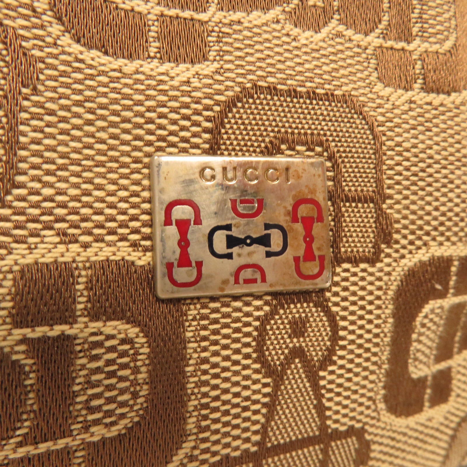 GUCCI 【激減優惠】帆布Handbag銀扣手挽袋米色
