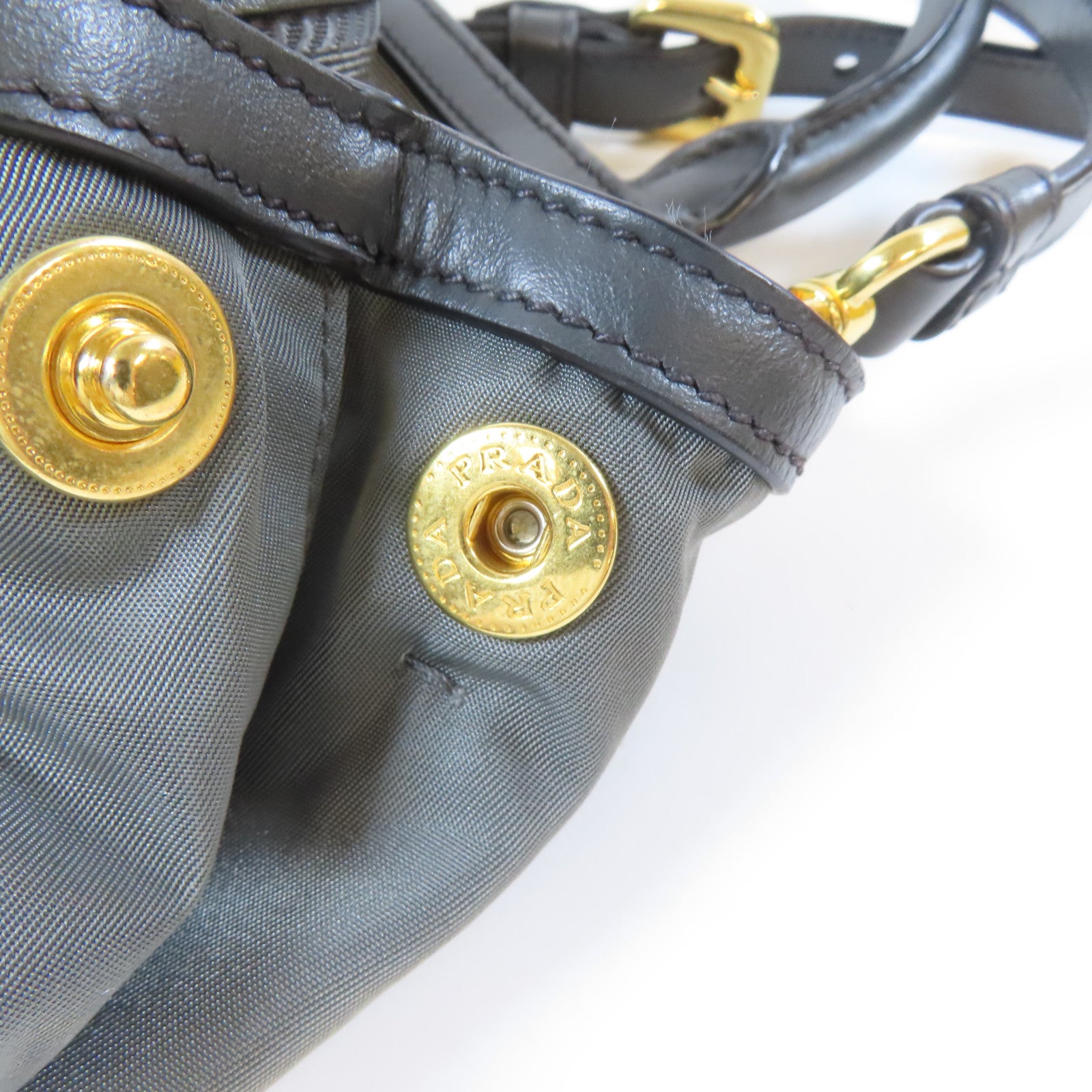 PRADA 尼龍2 Way Shoulder Bag金扣手挽肩背兩用袋灰色