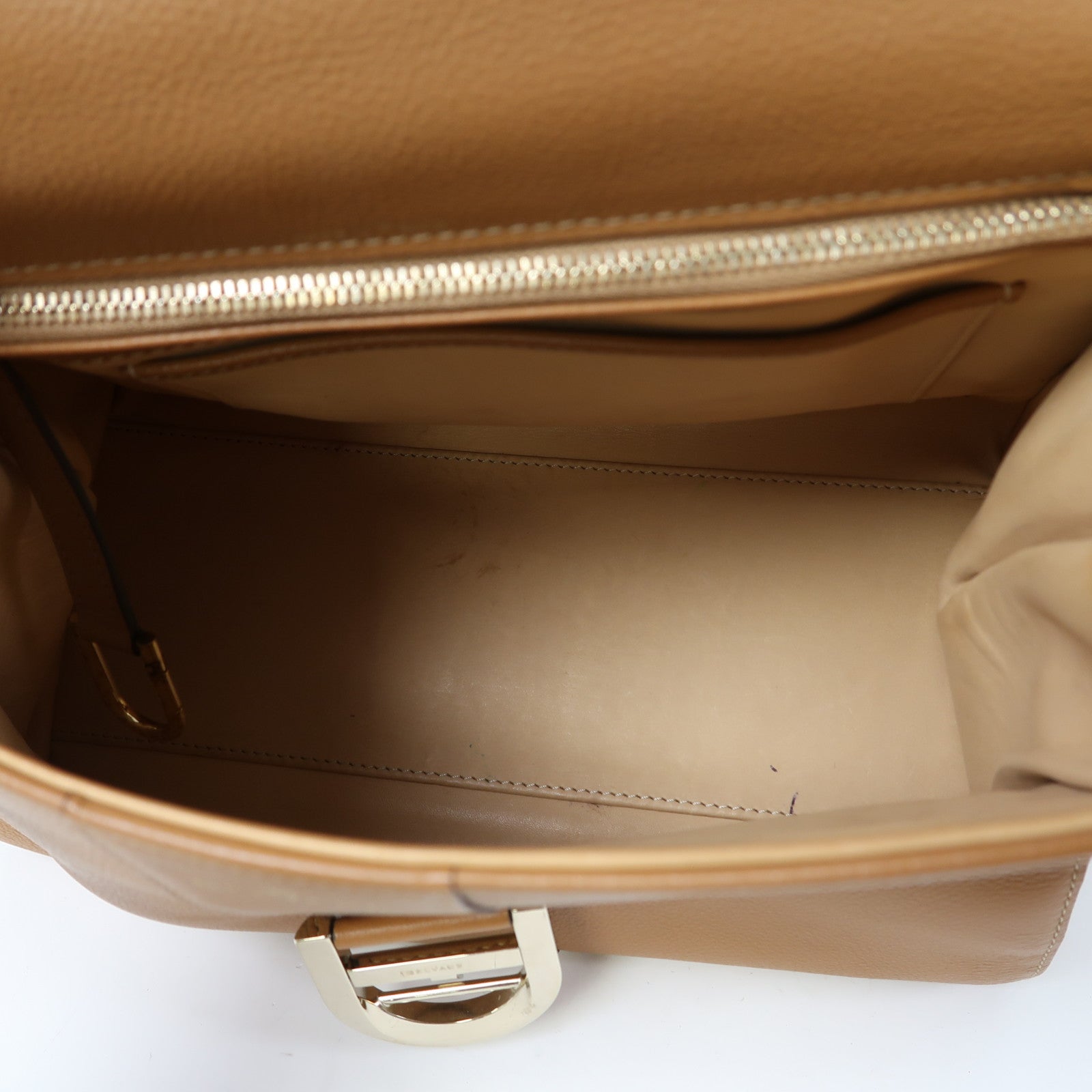 Delvaux 牛皮皮革Brillant MM金扣手挽肩背兩用袋啡色